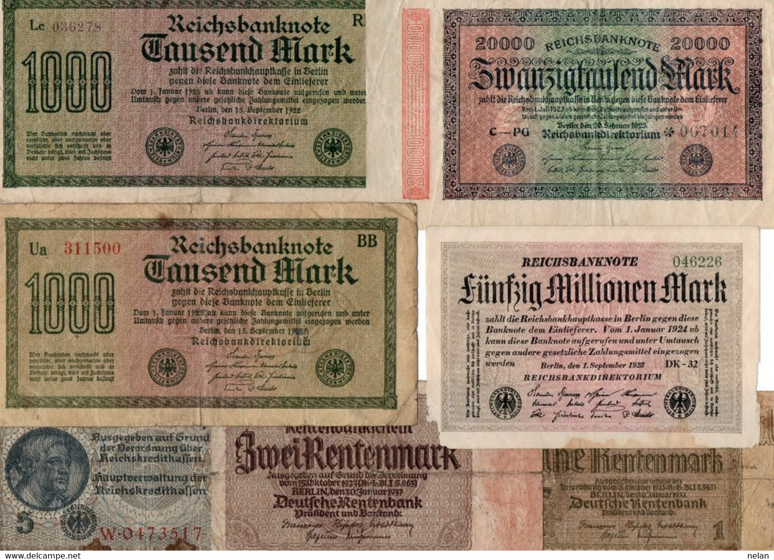 LOTTO BANCONOTE  EUROPA - GERMANIA-   CIRCOLATE - Lots & Kiloware - Banknotes