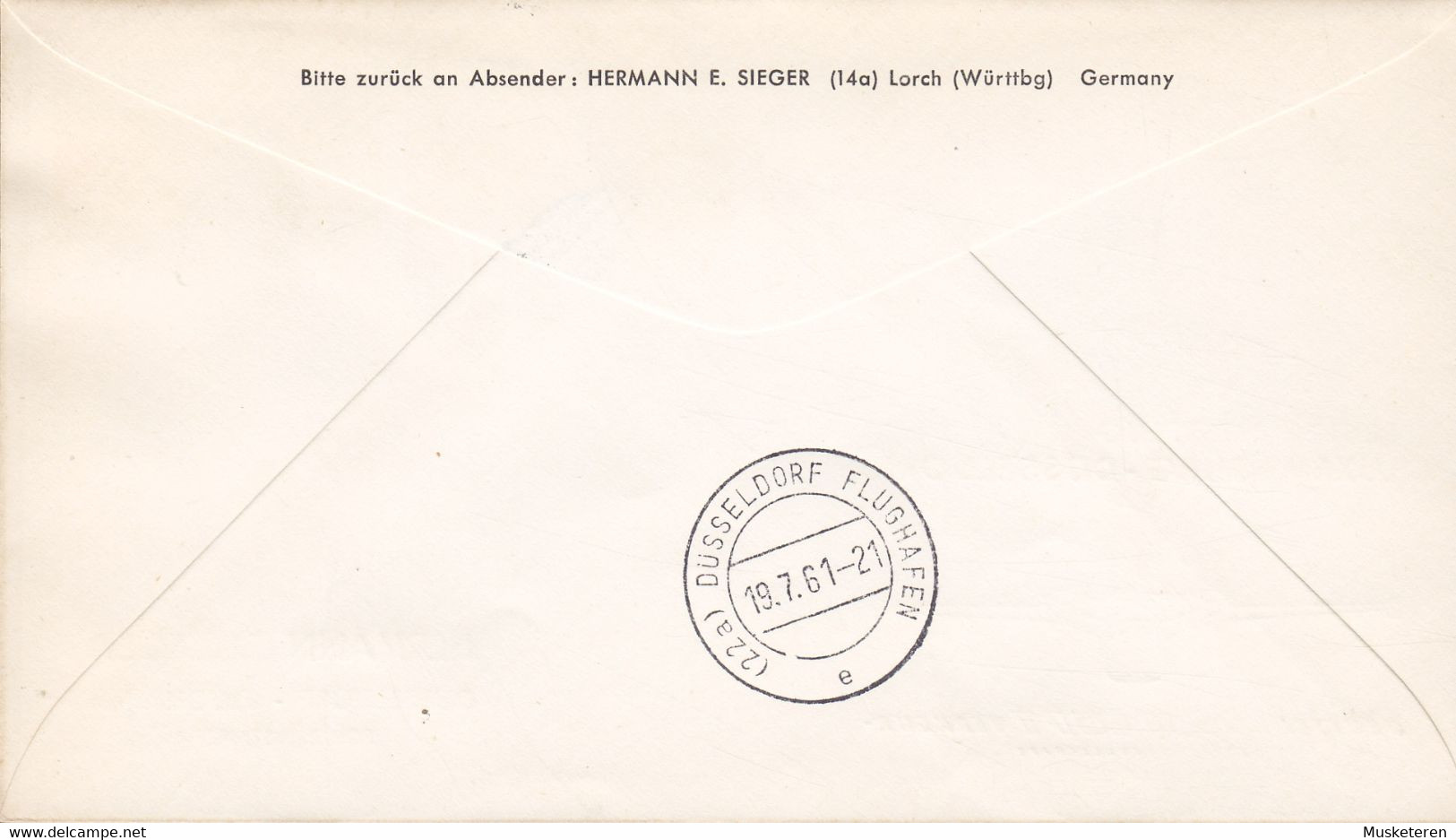 Luxembourg Deutsche NAH LUFT Verkehr First Flight Premier Vol Postal LUXEMBOURG-DÜSSELDORF 19.7.1961 Cover Brief - Lettres & Documents