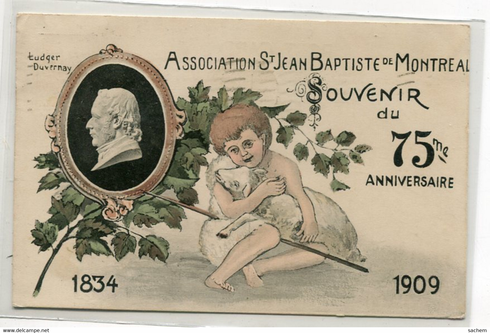 CANADA MONTREAL  Carte RARE   Souvenir  75 Em Anniversaire 1909 Association St Jean Baptiste   écrite En 1909 TiD08 2021 - Montreal