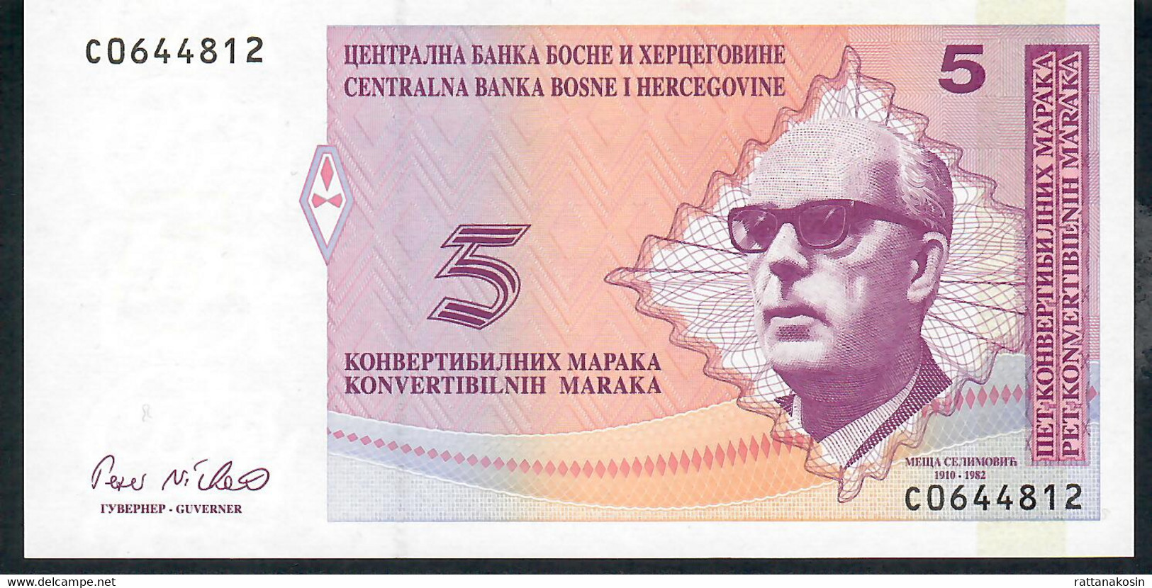 BOSNIA HERZEGOVINA P62 5 CONVERTIBLE MARAKA  ND ( 1998 )  #C    UNC. - Bosnia And Herzegovina