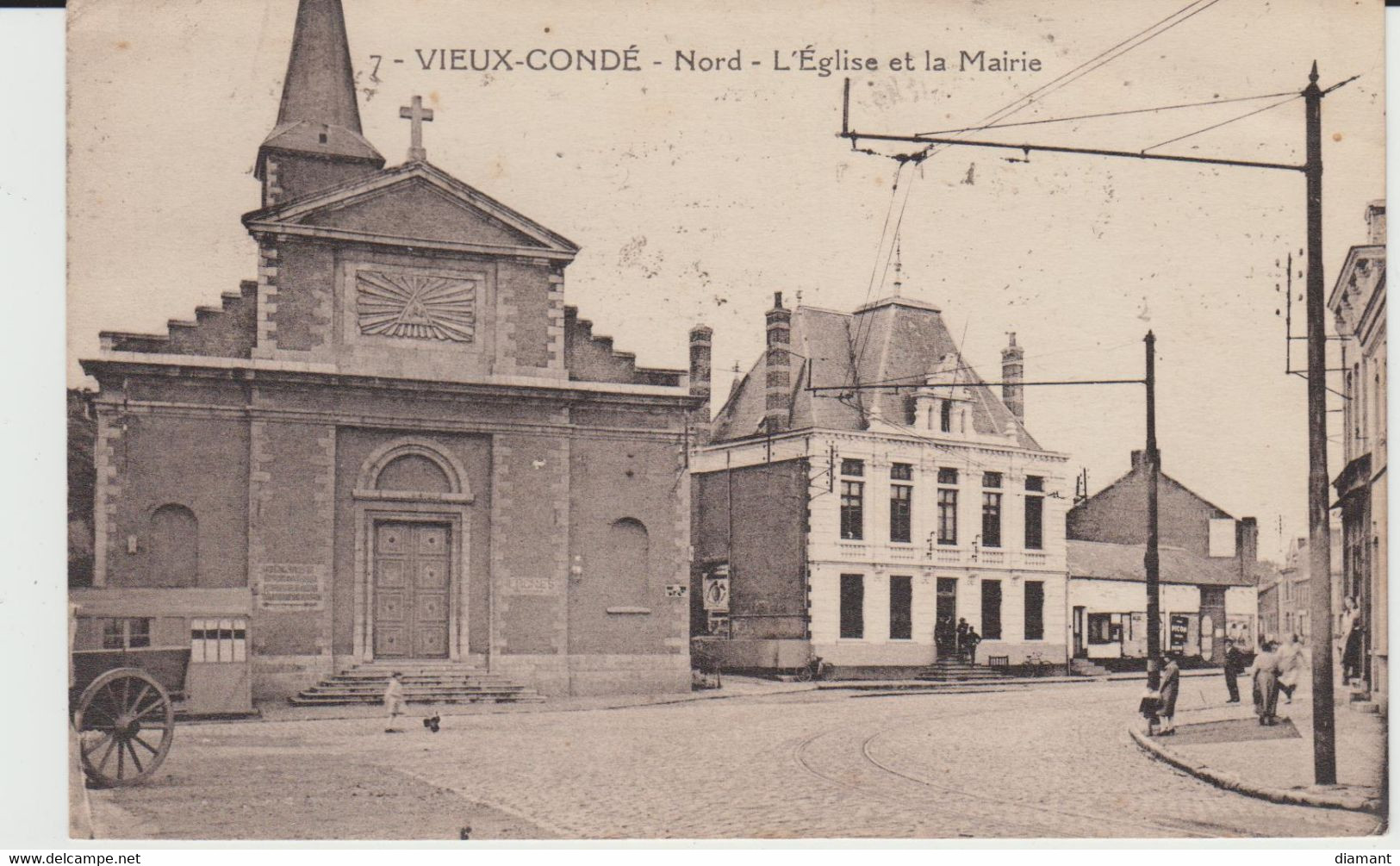 VIEUX-CONDE (59) - L'Eglise Et La Mairie - état Correct - Vieux Conde