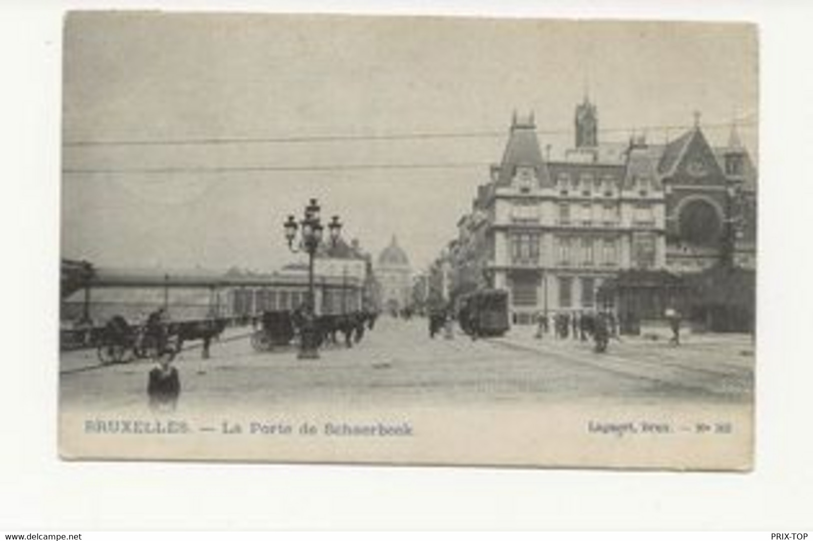 REF3787/ CP-PK Schaerbeek La Porte De Schaerbeek TRAM Chevaux Calèches Animée - Schaerbeek - Schaarbeek