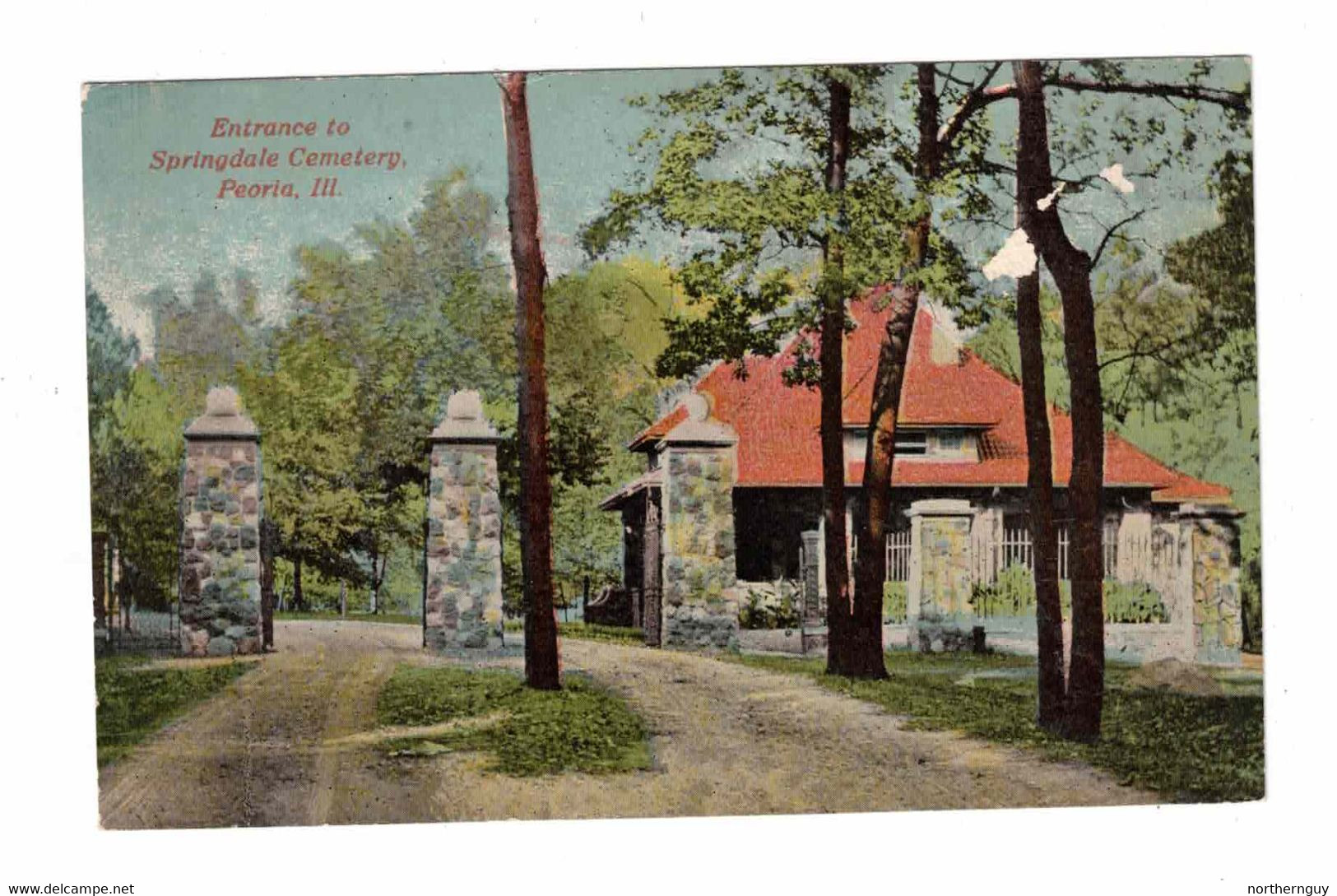 Peoria, Illinois, USA, "Entrance To Springdale Cemetery, Peoria, ILL" Pre-1915 Postcard - Peoria