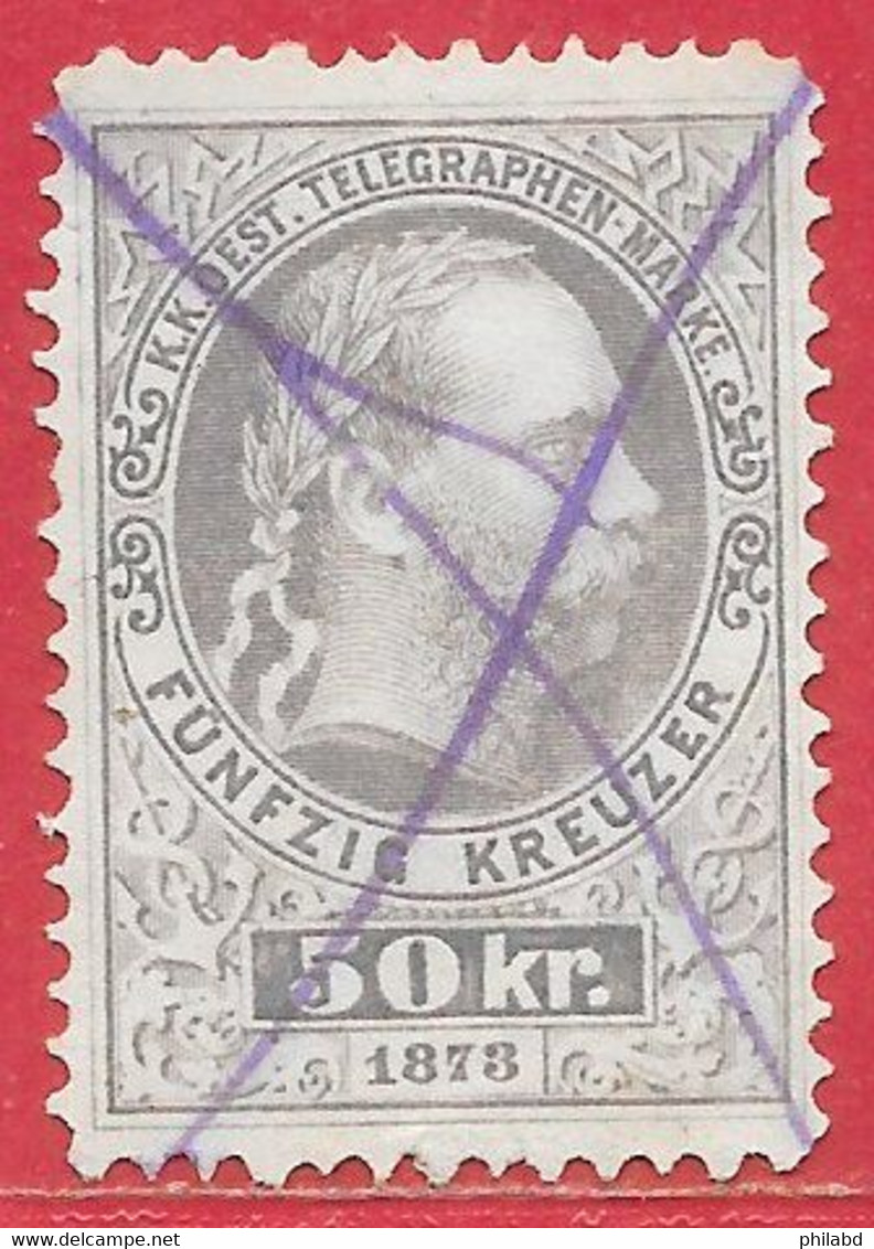 Autriche Télégraphe N°5 50K Gris 1873 (lithographié/lithography) O - Telegrafo