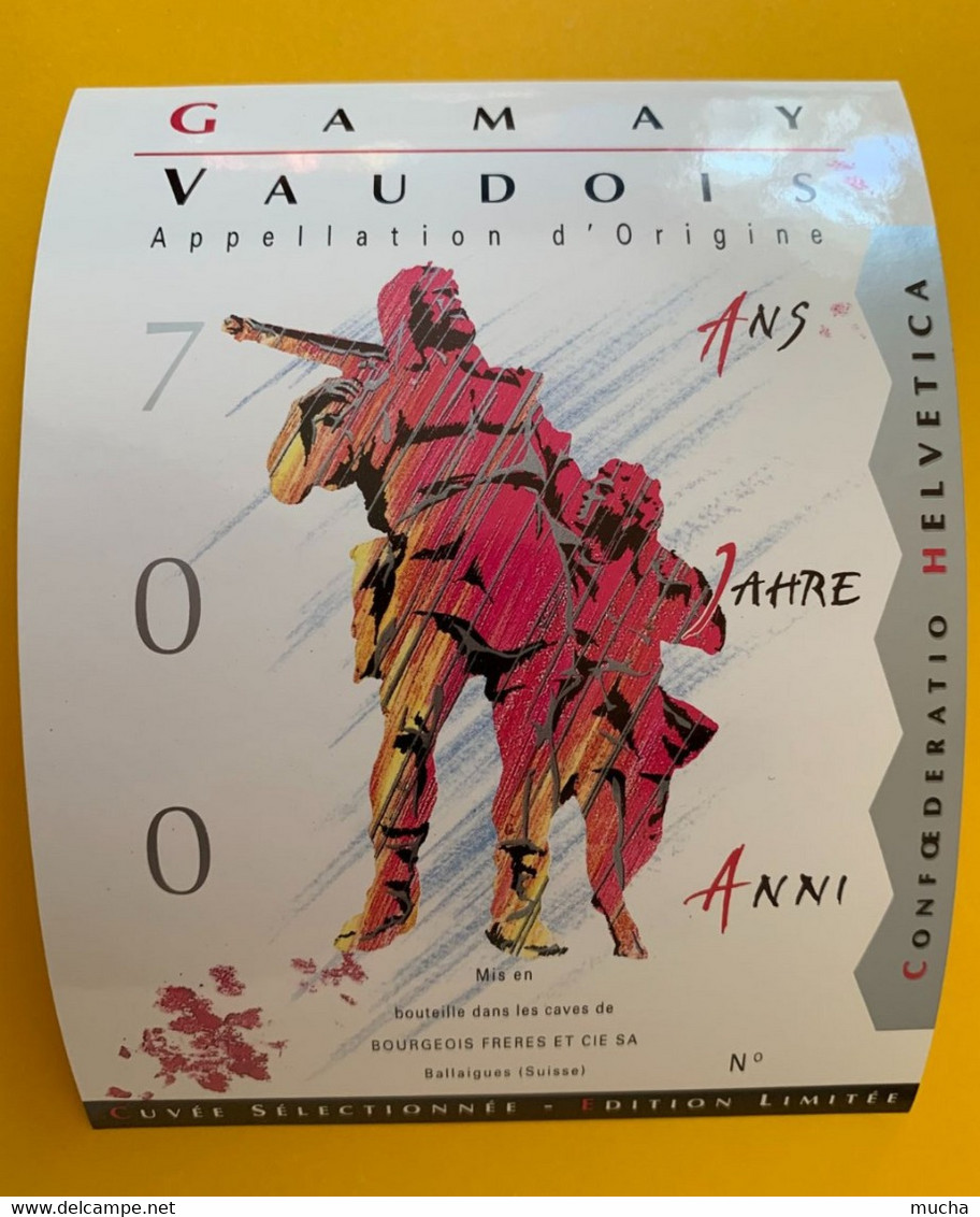 19148 - 700e Anniversaire Gamay Vaudois Bourgeois Frères - 700ème De La Confédération Helvétique