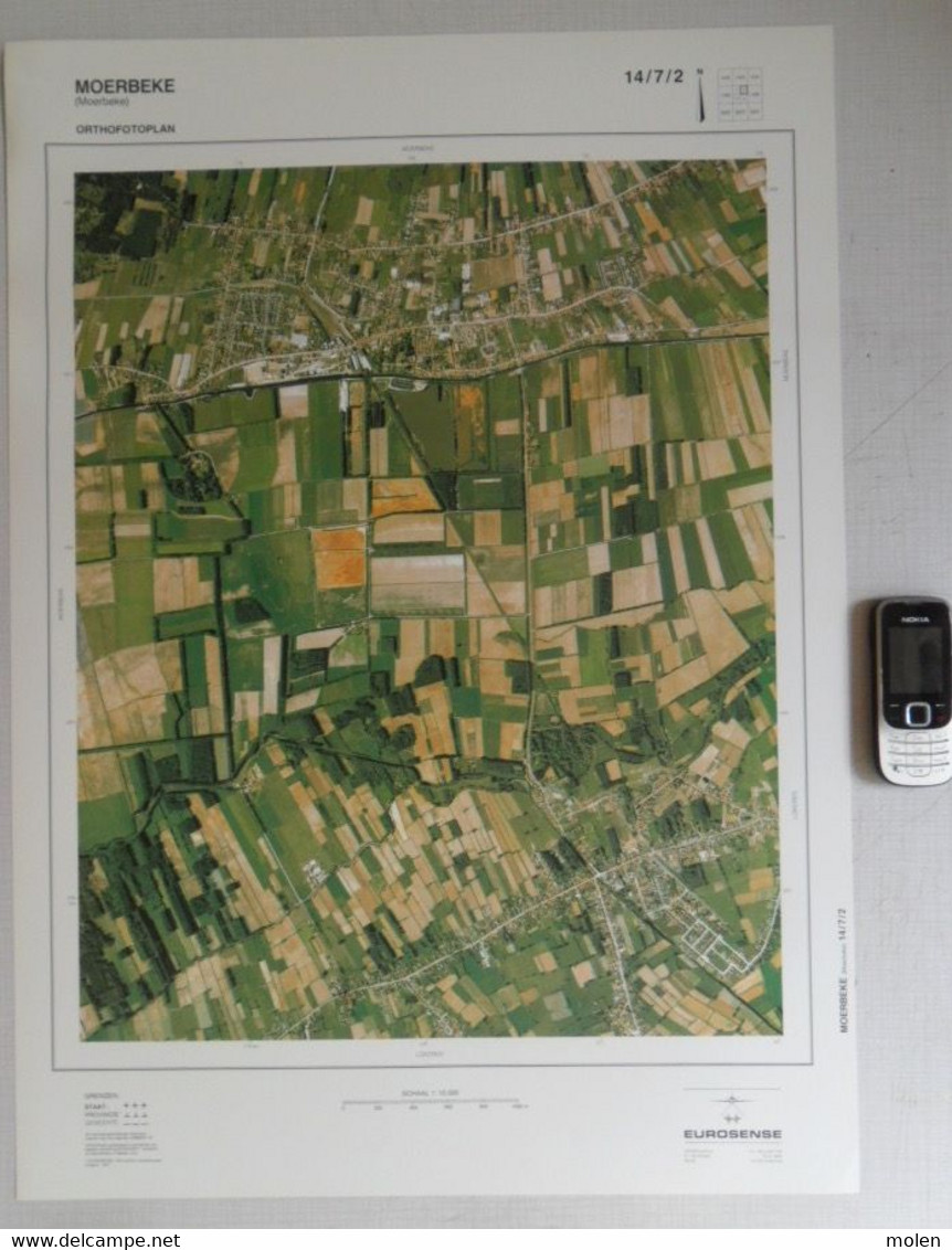 MOERBEKE-WAAS EKSAARDE In 1990 GROTE-LUCHT-FOTO 48x67cm KAART 1/10.000 ORTHOFOTOPLAN HEEMKUNDE PHOTO AERIENNE R642 - Moerbeke-Waas