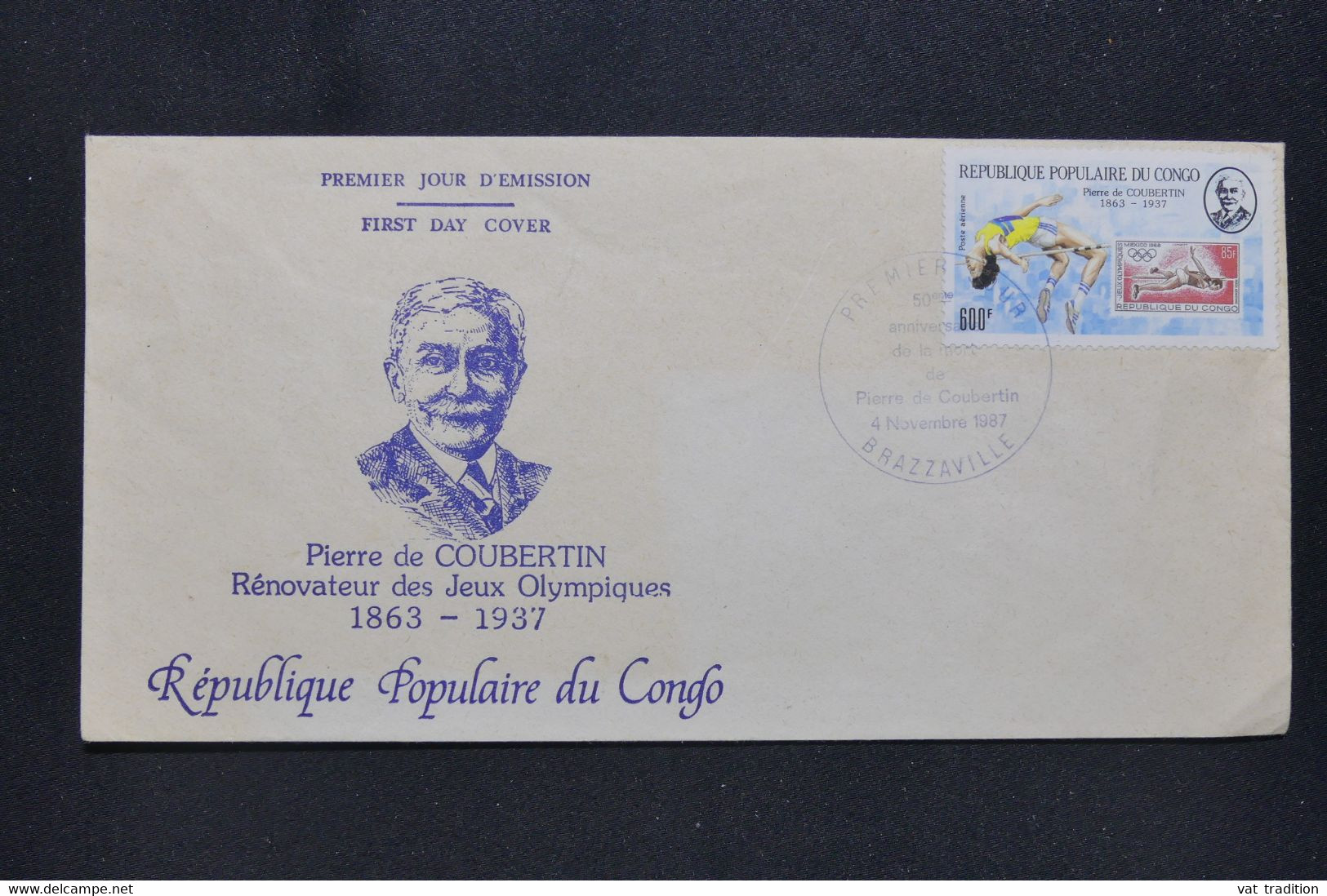 CONGO - Enveloppe FDC En 1987 - Pierre De Coubertin ( Jeux Olympiques ) - L 93705 - FDC