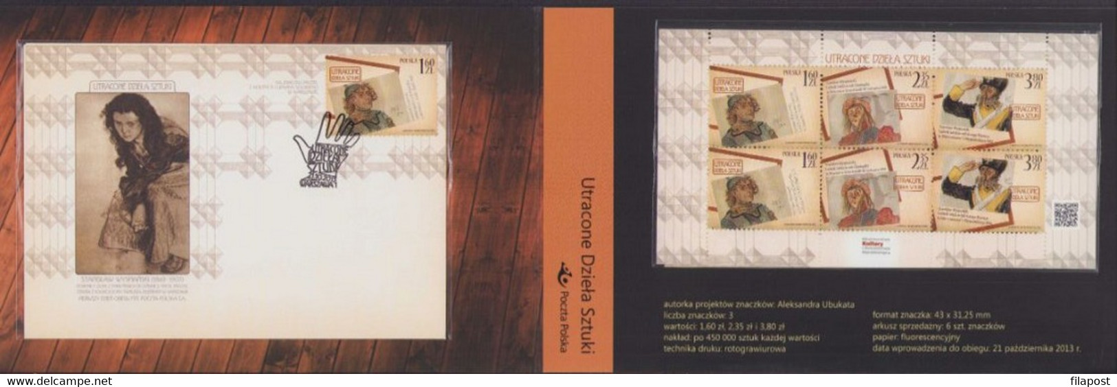 POLAND 2013 Booklet / Lost Works Of Art, Pastel Paintings By Stanislaw Wyspianski / 3 FDC + Sheet MNH ** - Libretti