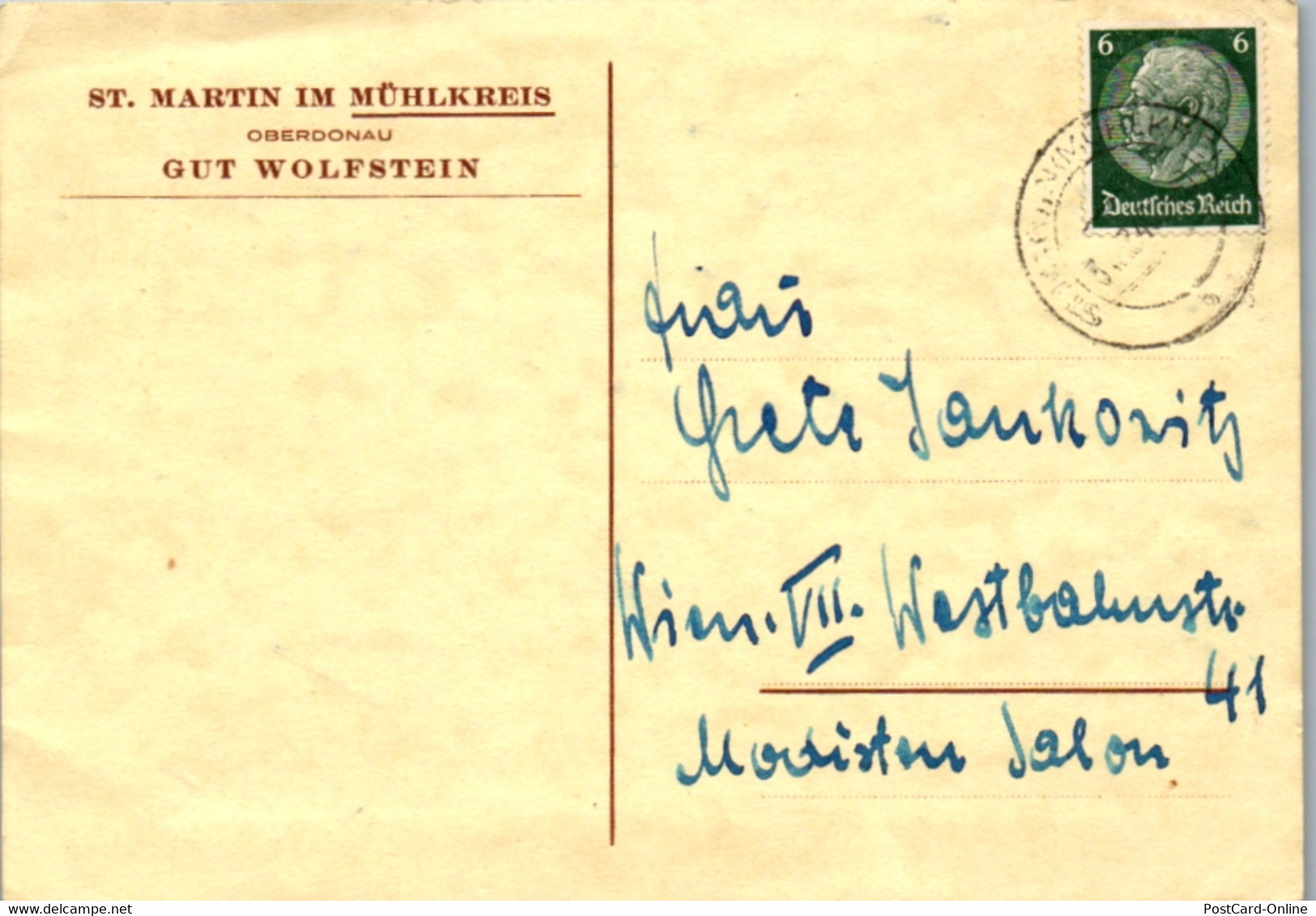 8415 - Oberösterreich - Postkarte , St. Martin Im Mühlkreis , Oberdonau , Gut Wolfstein - Gelaufen 1940 - Rohrbach