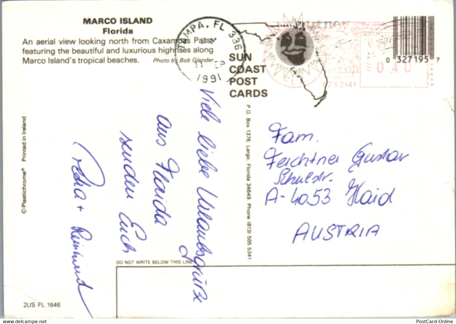 8678 - USA - Florida , Marco Island , Strand , Caxambas Pass - Gelaufen 1991 - Naples