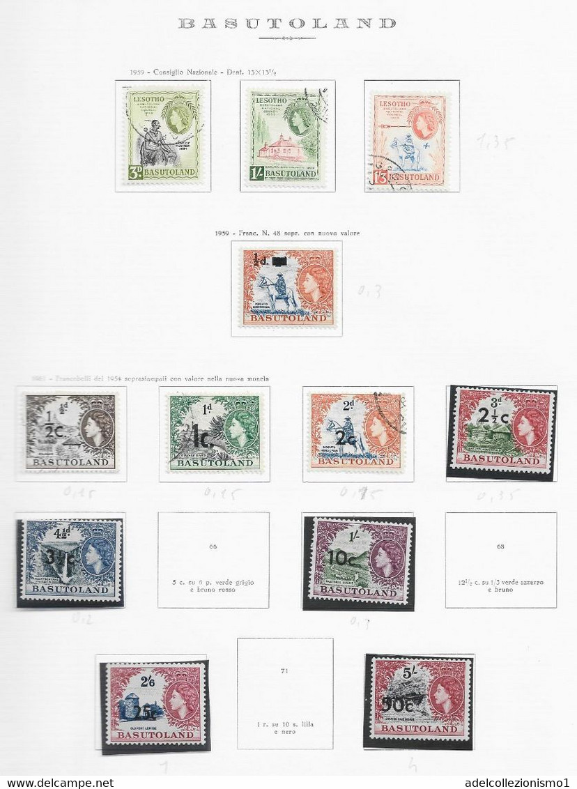 95494) BASUTOLAND-LOTTO DI FRANCOBOLLI DI ELISABETTA II- 1959-USATI-MLH*-MNH**- - Other & Unclassified