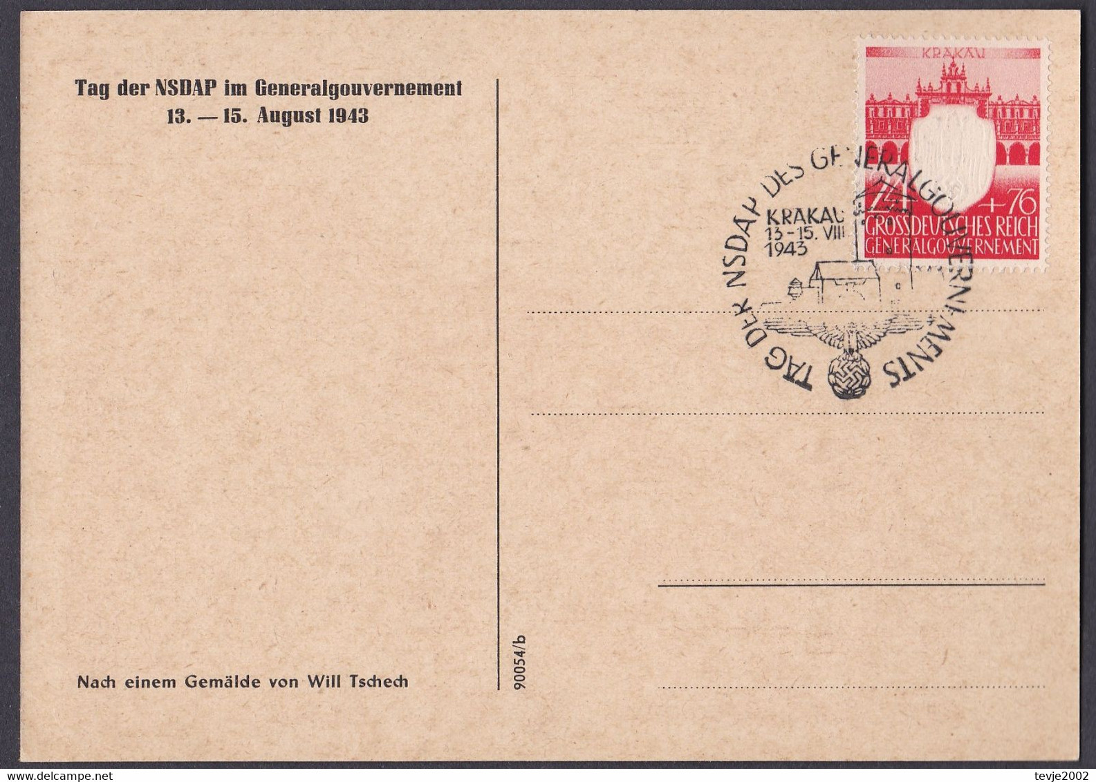 Generalgouvernement - Tag Der NSDAP 1943 - Karte Krakau - Occupation 1938-45