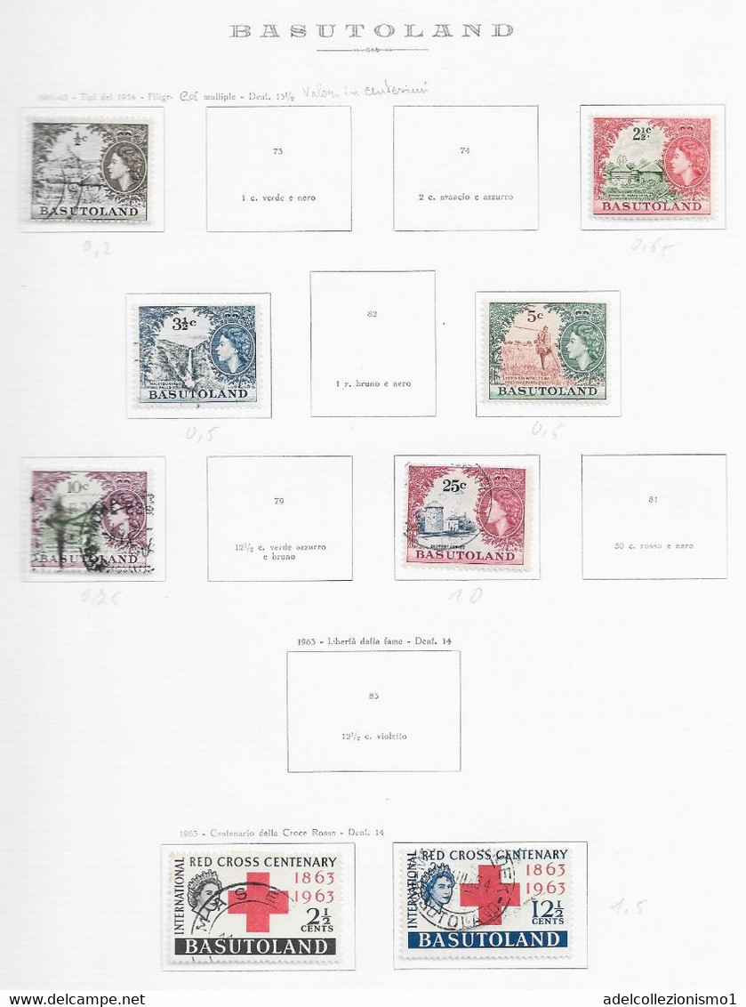 95495) BASUTOLAND-LOTTO DI FRANCOBOLLI DI ELISABETTA II- 1959-USATI-MLH*-MNH**- - Other & Unclassified