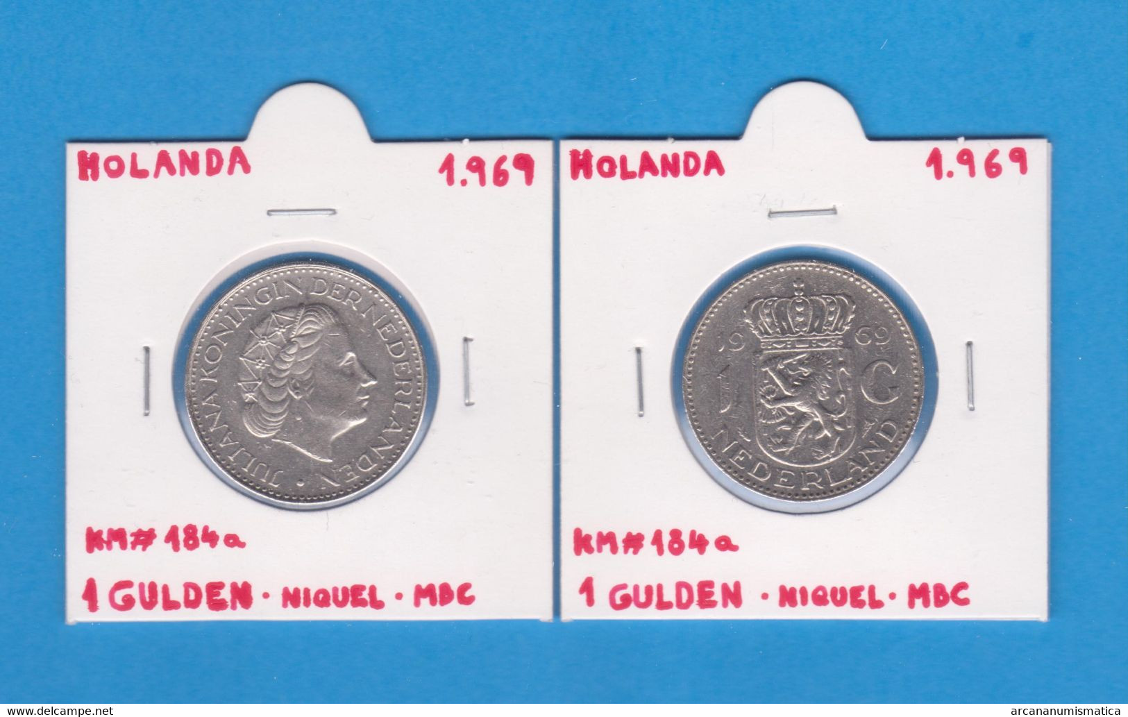 HOLANDA  1 GULDEN 1.969 NIQUEL   KM#184a   VF/MBC   T-DL-12.713 - Other & Unclassified