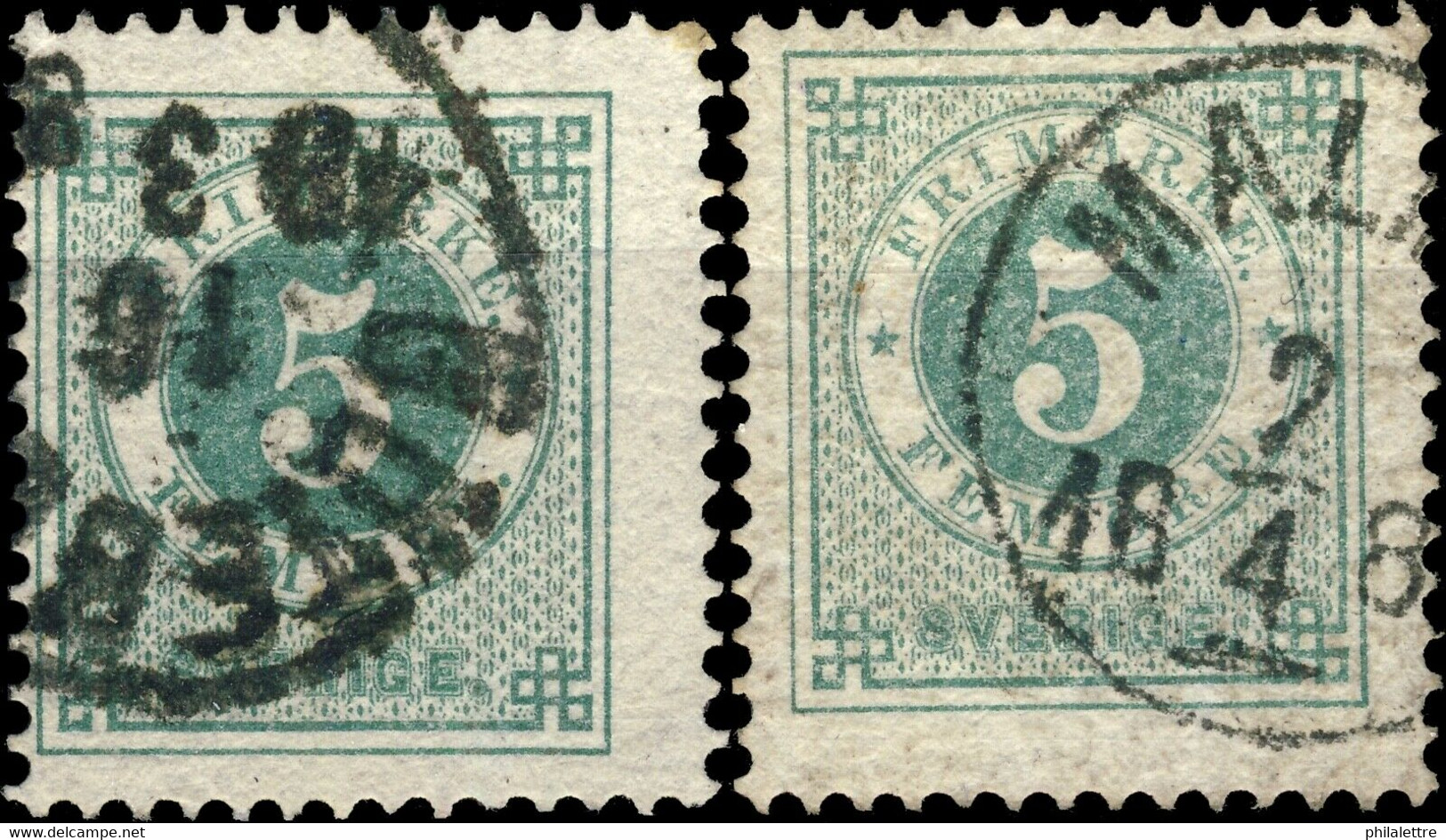 SUÈDE / SWEDEN / SVERIGE - 188? - GÖTEBORG & MALMÖ Cds On 2x Mi.19B / Facit 30e - Gebraucht