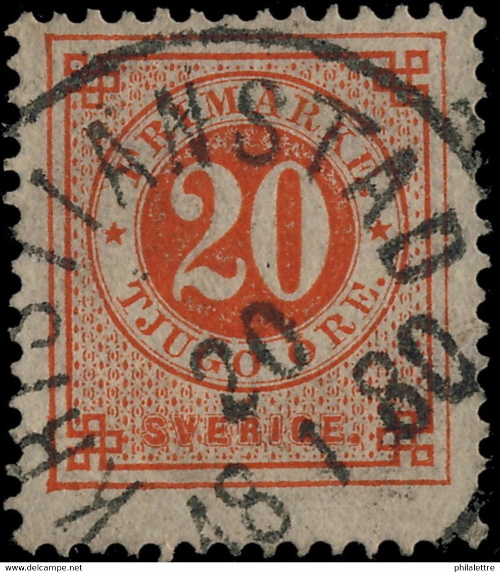 SUÈDE / SWEDEN / SVERIGE - 1880 - " KRISTIANSTAD " (Type 16) On Mi.22B 20 öre Rouge / Red P.13 - Used Stamps