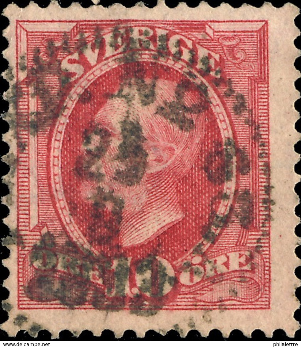 SUÈDE / SWEDEN / SVERIGE - 1893 - " PKXP N°63.A." (Type 3 Railway Cancel) Mi.43 10 öre Rouge/red - Gebraucht