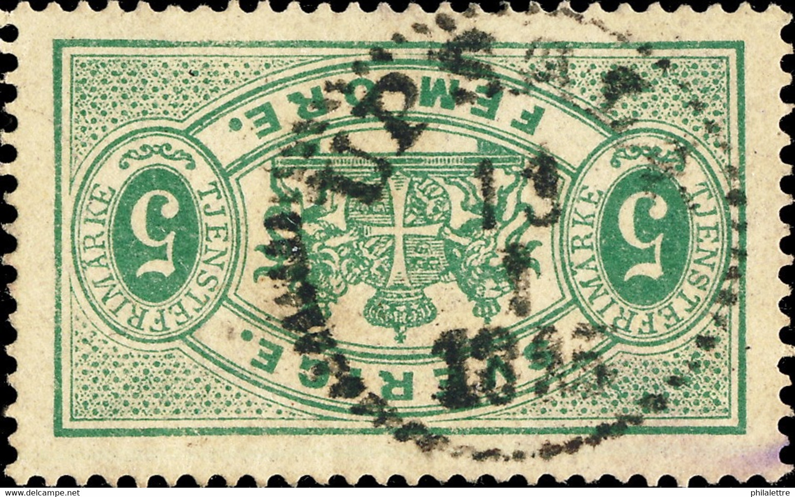 SUÈDE / SWEDEN / SVERIGE - 1895 - " UPSALA " (Type 14) On MiD3B 5 öre Vert / Green - Oficiales