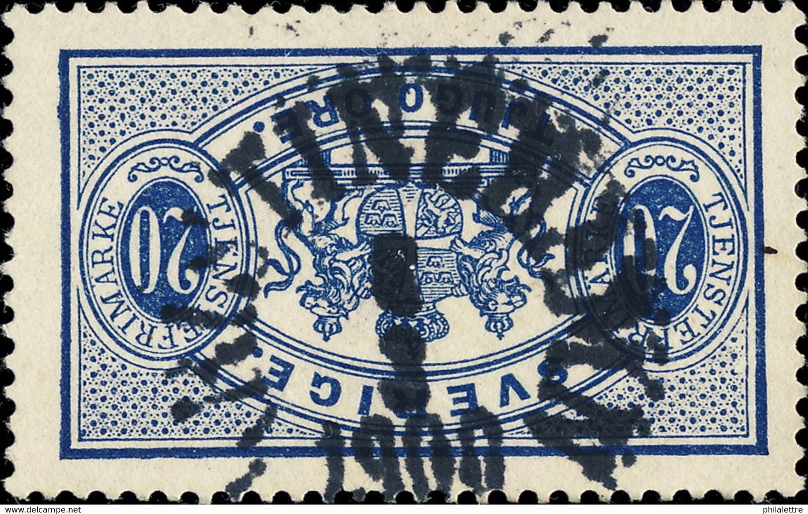 SUÈDE / SWEDEN / SVERIGE - 1900 - " KRISTINEHAMN " (Type 14) On Mi.D15 20 öre Bleu / Blue - Dienstzegels
