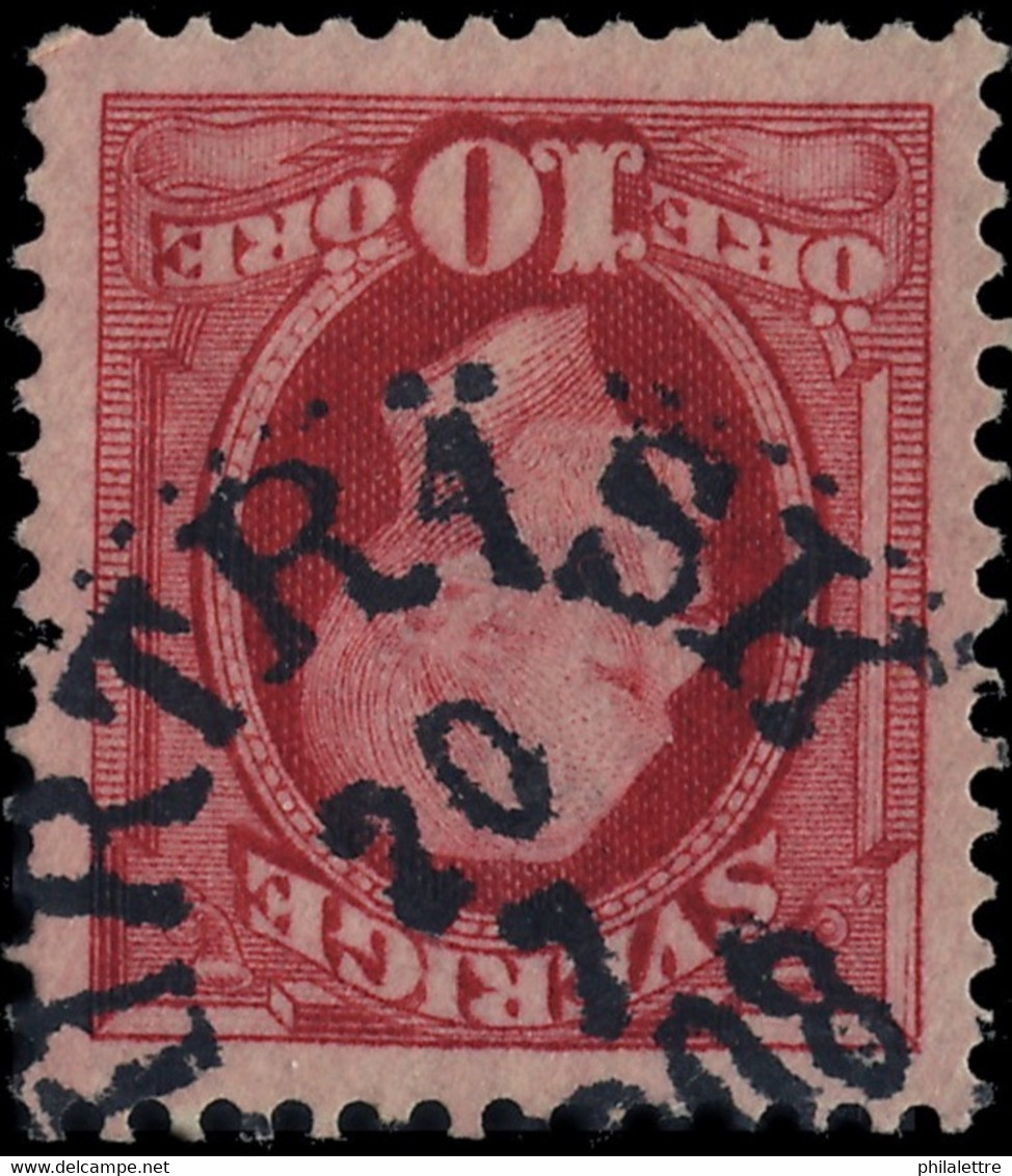 SUÈDE / SWEDEN / SVERIGE - 1908 - " BURTRÄSK " (Type 14) On Mi.43 10 öre Rouge / Red - Used Stamps