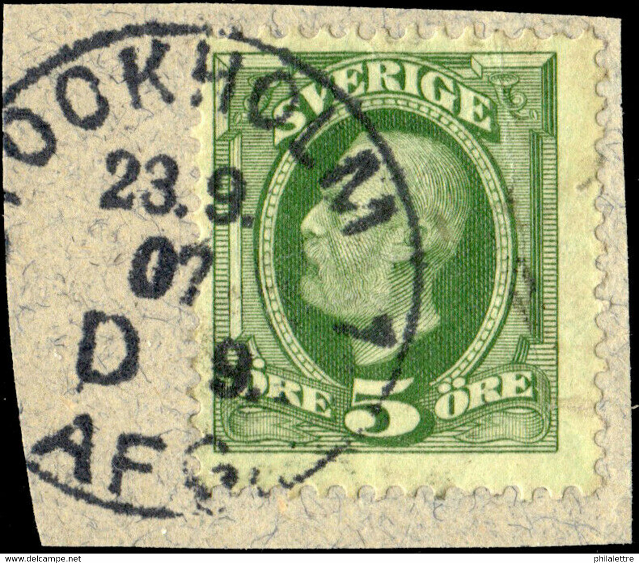 SUÈDE / SWEDEN / SVERIGE - 1907 - " STOCKHOLM 1 / D 9. / AFG." Ds On Mi.41b/Facit 52d - Gebraucht