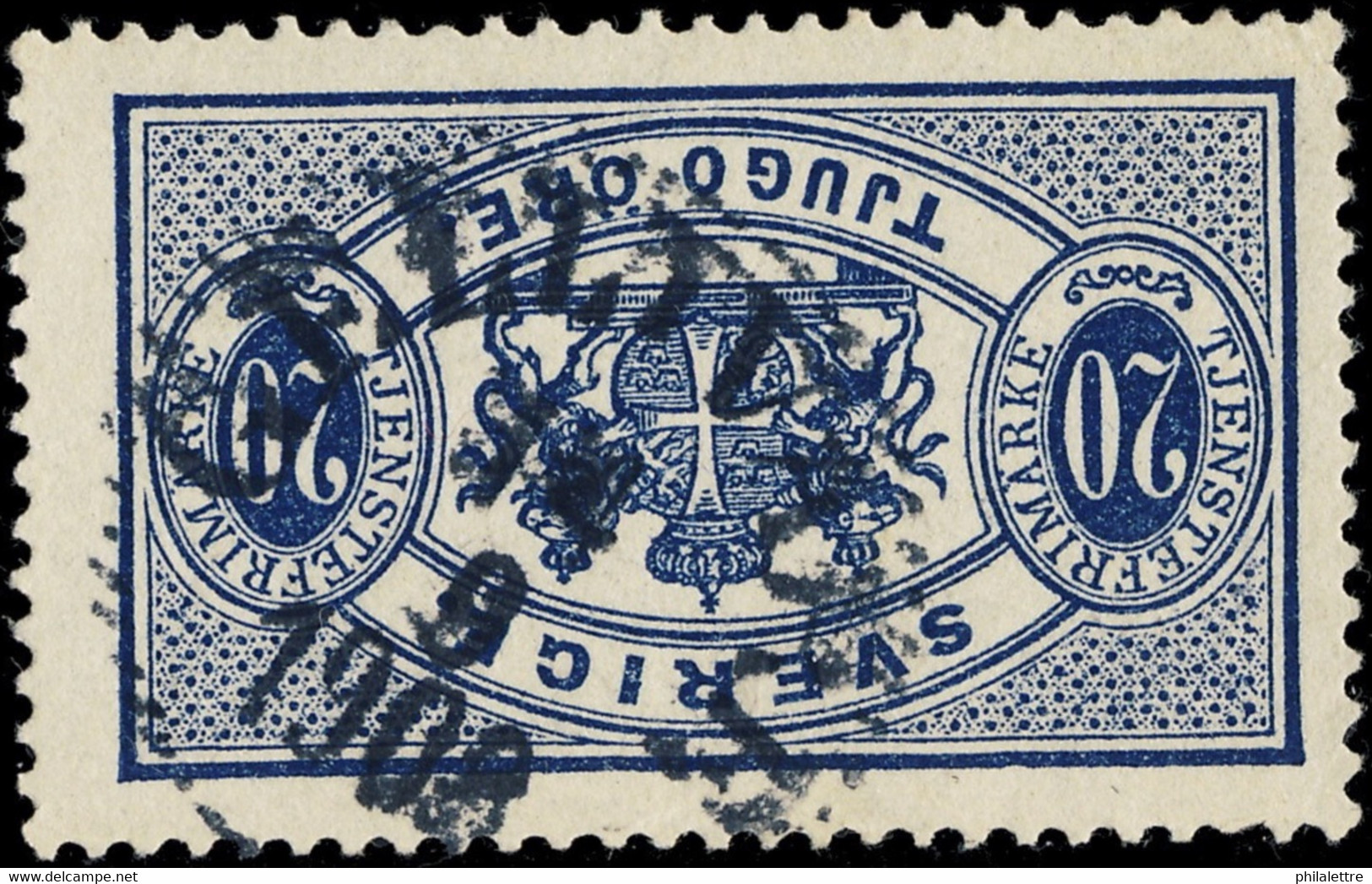 SUÈDE / SWEDEN / SVERIGE - 1908 - " GELLIVARE " (Type 14) On Mi.D15 20 öre Bleu / Blue - Dienstmarken