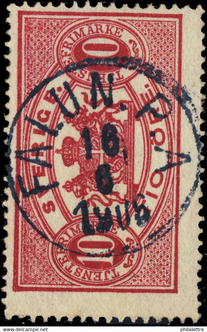 SUÈDE / SWEDEN / SVERIGE - 1908 - " FALUN. P.A " (Type 17) On Mi.D5Bb 10 öre Carmine OFFICIAL - Dienstmarken