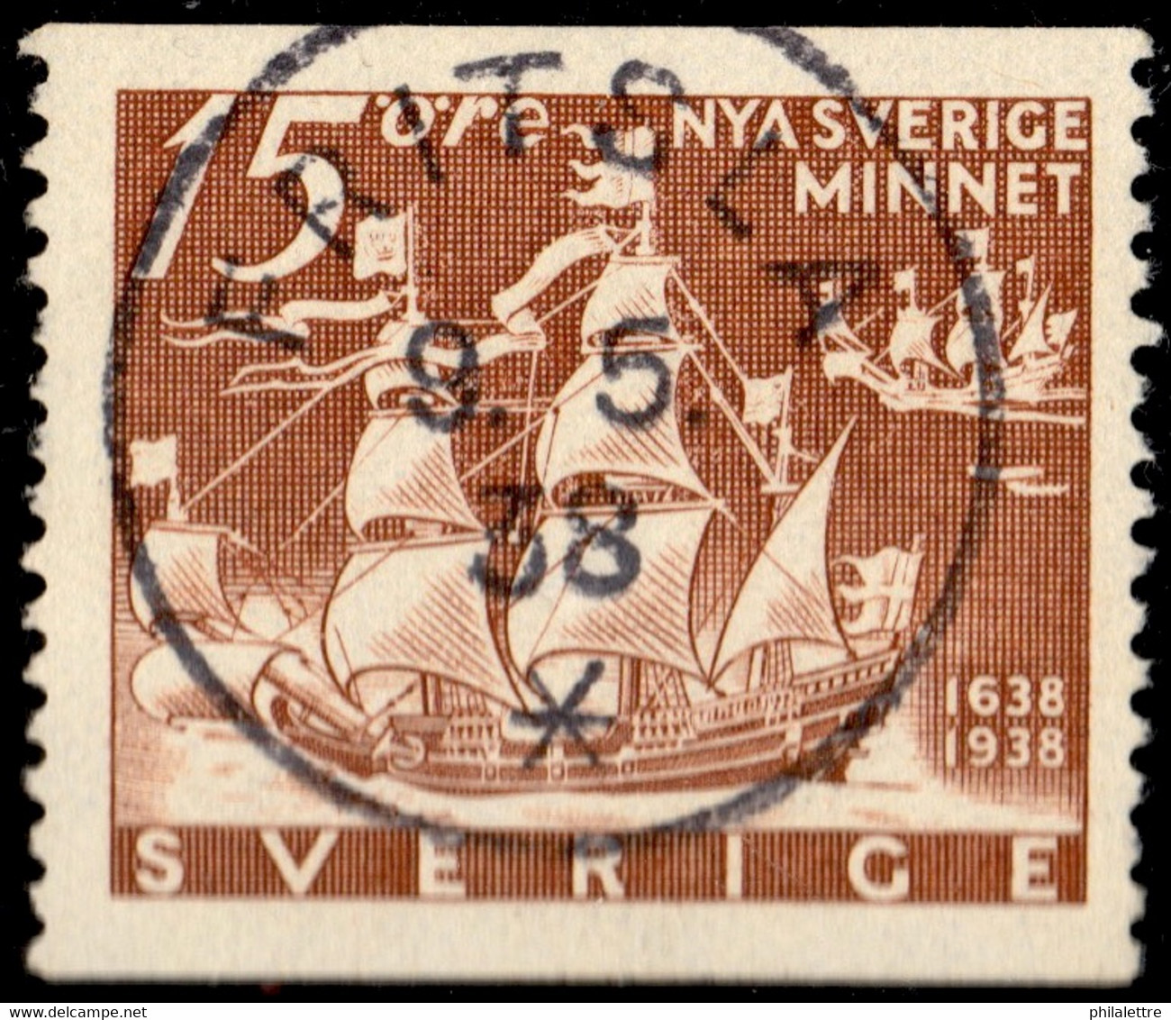 SUÈDE / SWEDEN / SVERIGE - 1938 - " FRITSLA " Ds On Facit 262A 15ö Brown - Usati