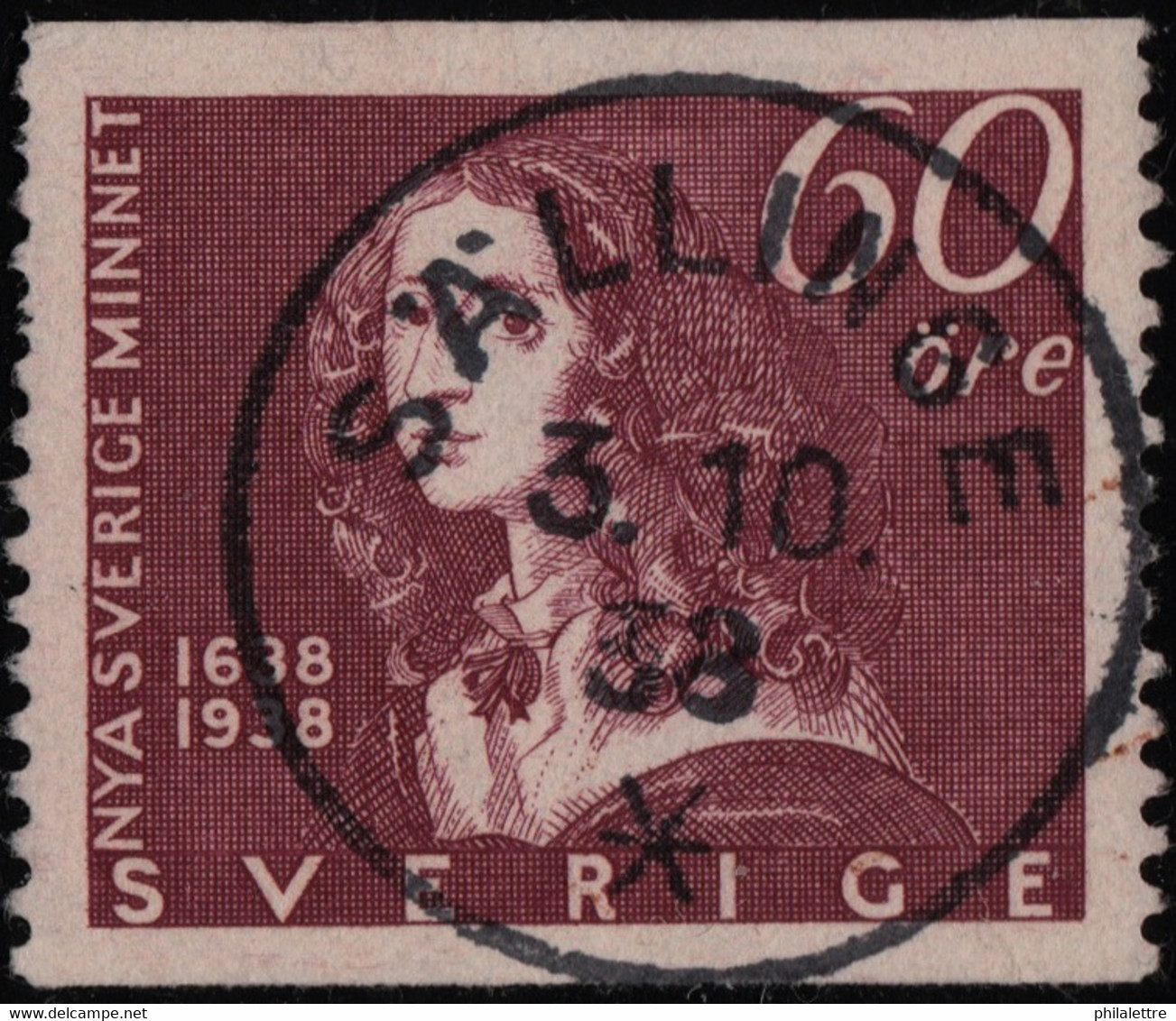 SUÈDE / SWEDEN / SVERIGE - 1938 - " SÄLLINGE " Ds On Facit 265 60ö Carmine - Oblitérés