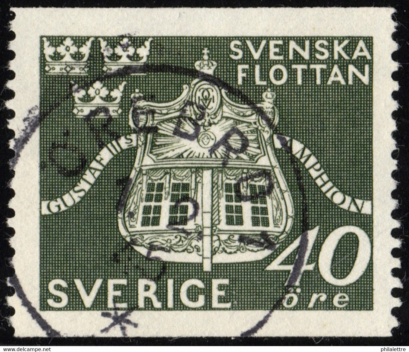 SUÈDE / SWEDEN / SVERIGE - 1945 - " ÖREBRO 1 " Ds On Facit 356 40ö Olive Green - Gebraucht