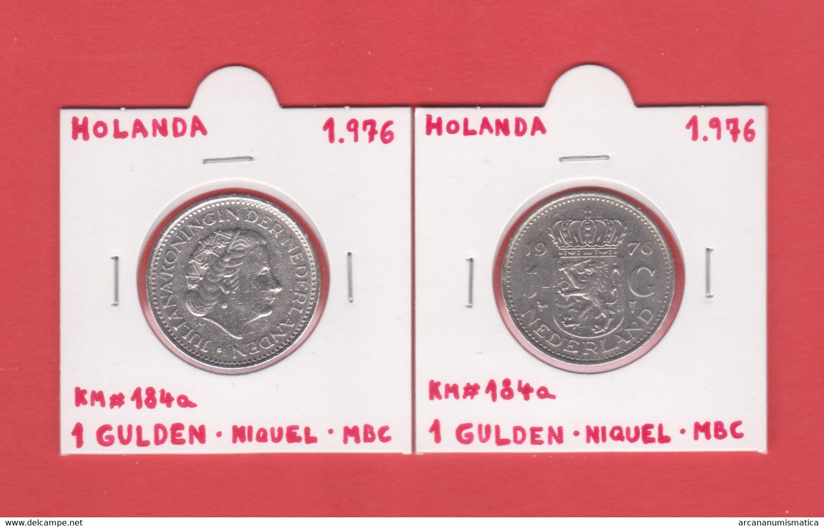 HOLANDA  1 GULDEN 1.976  NIQUEL   KM#184a   VF/MBC   T-DL-12.716 - Altri & Non Classificati