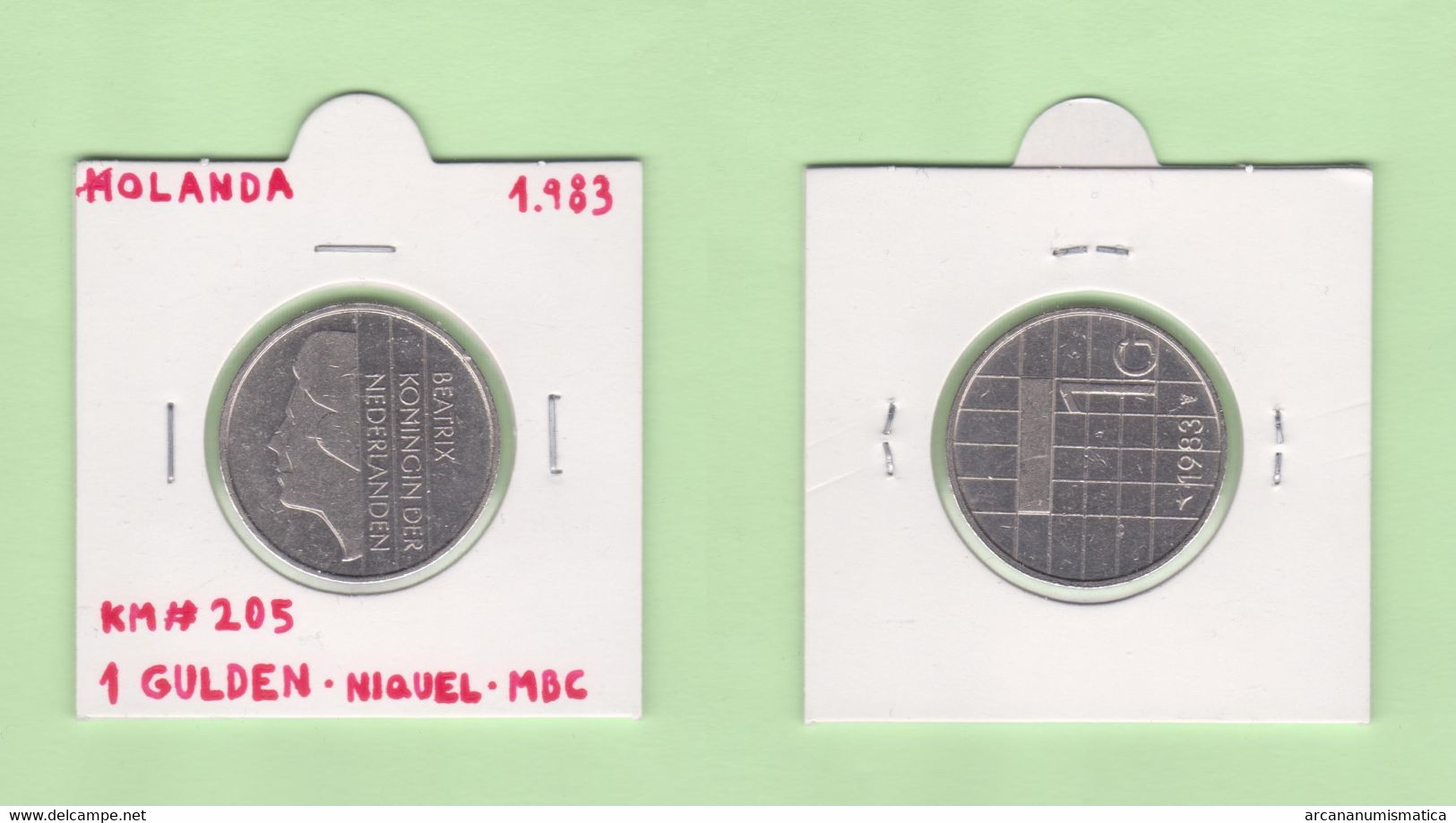 HOLANDA  1 GULDEN 1.983  NIQUEL   KM#205   VF/MBC   DL-12.720 - Altri & Non Classificati