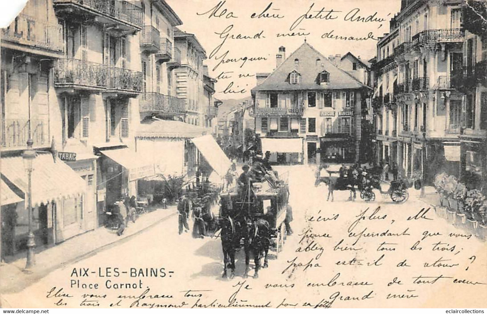 Aix Les Bains      73        Place Carnot     - Coin Manquant -     (voir Scan) - Aix Les Bains