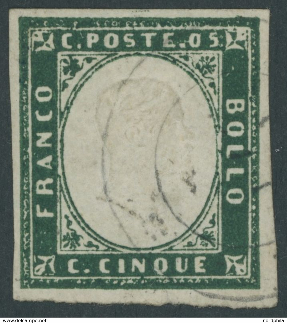 SARDINIEN 10b O, 1859, 5 C. Smaragdgrün, Pracht, Mi. (250.-) - Sardinia