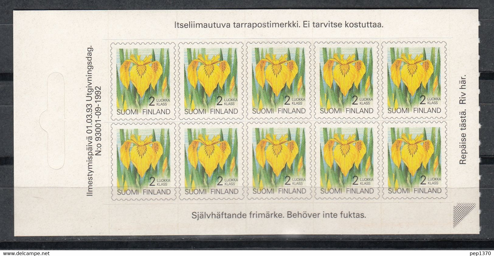 FINLANDIA 1993 - SERIE CORRIENTE - FLOR - YVERT Nº CARNET C1165 CON 10 SELLOS - Otros & Sin Clasificación