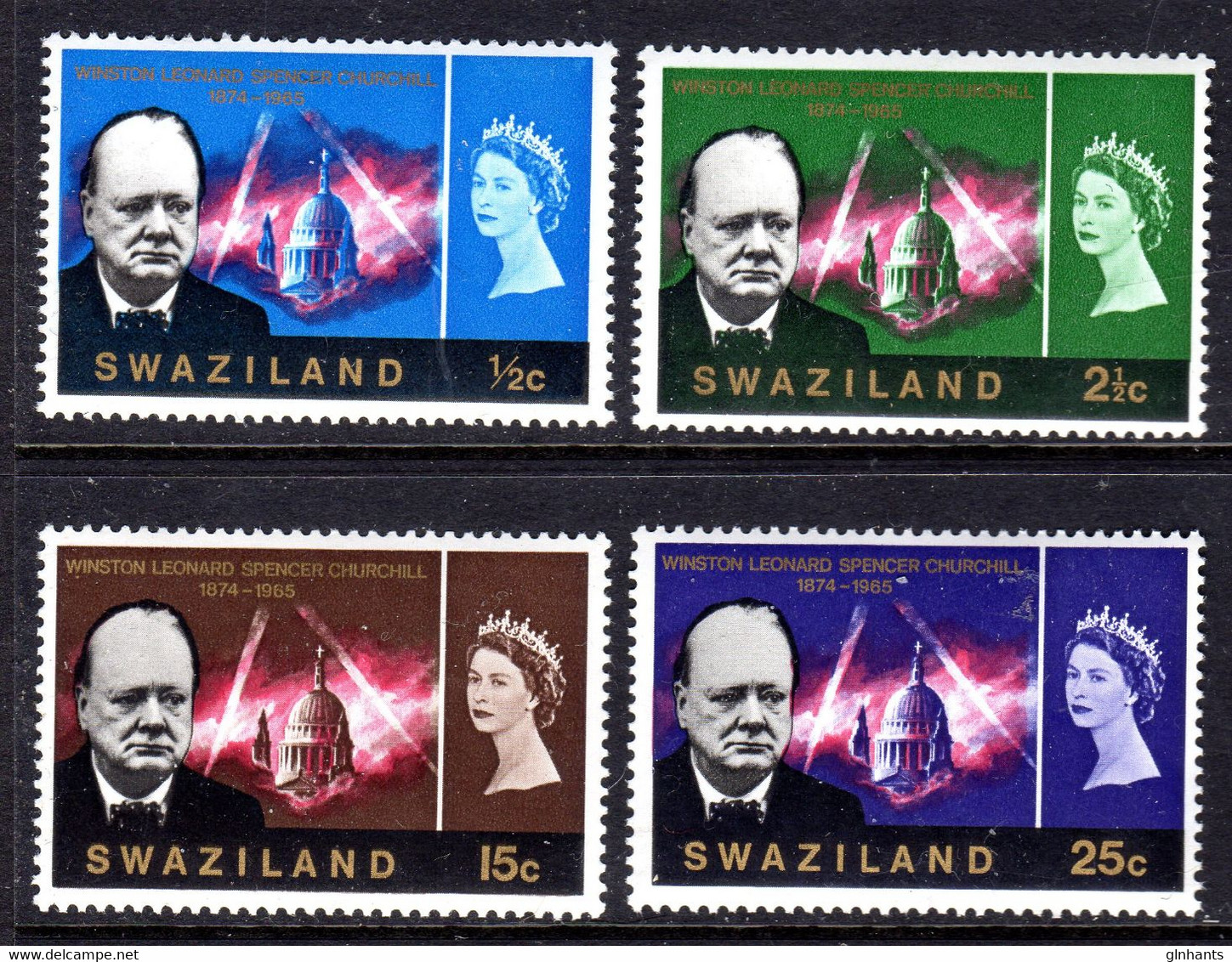 SWAZILAND - 1966 CHURCHILL COMMEMORATION SET (4V) FINE MINT MNH ** SG 117-120 - Swasiland (...-1967)