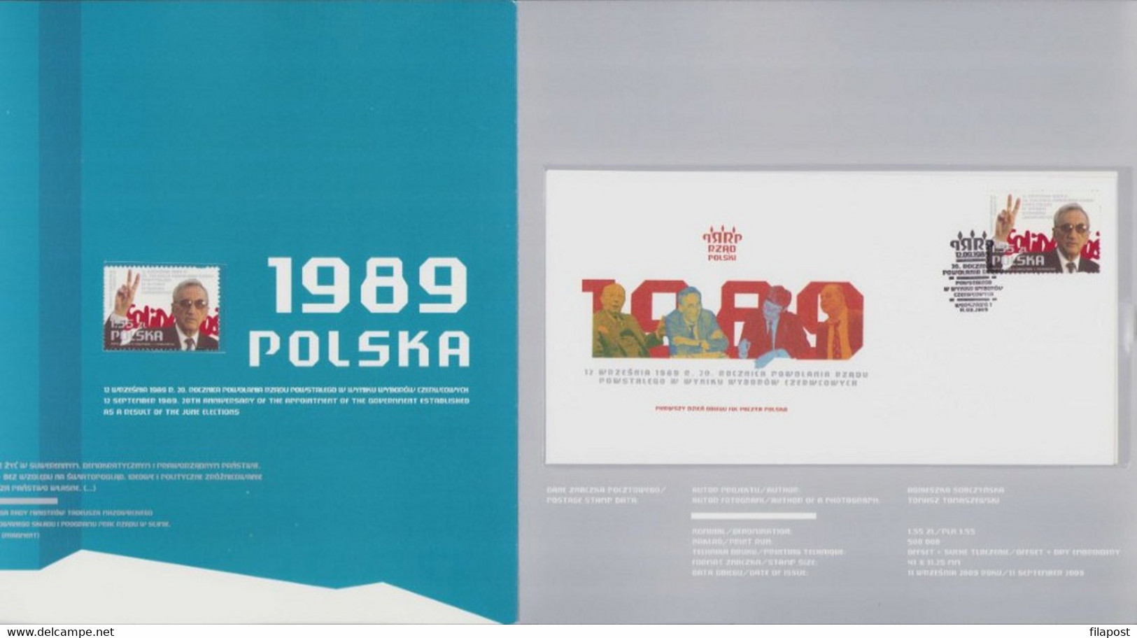 Poland 2009 Booklet / Forming The Government After The June Elections Tadeusz Mazowiecki / Solidarity FDC + Stamp MNH** - Markenheftchen