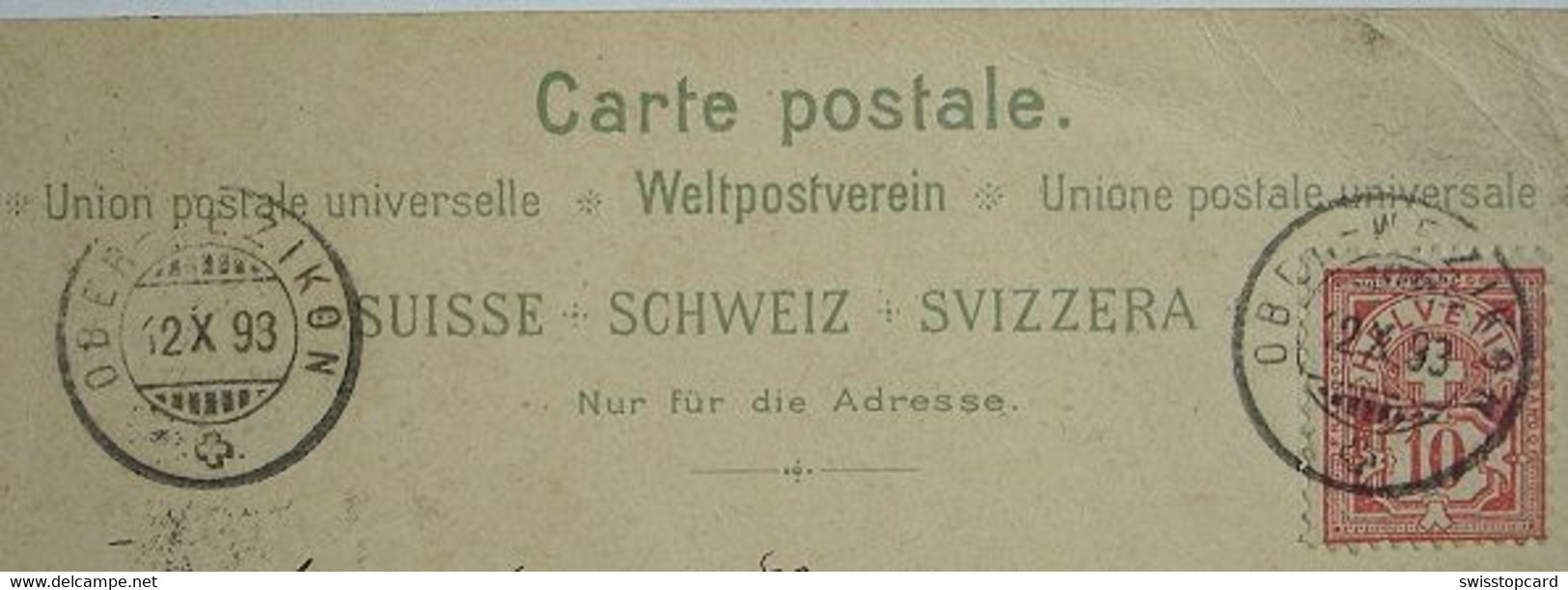 LITHO Gruss Aus WETZIKON Post Gel. 1898 V. Ober-Wetzikon - Wetzikon