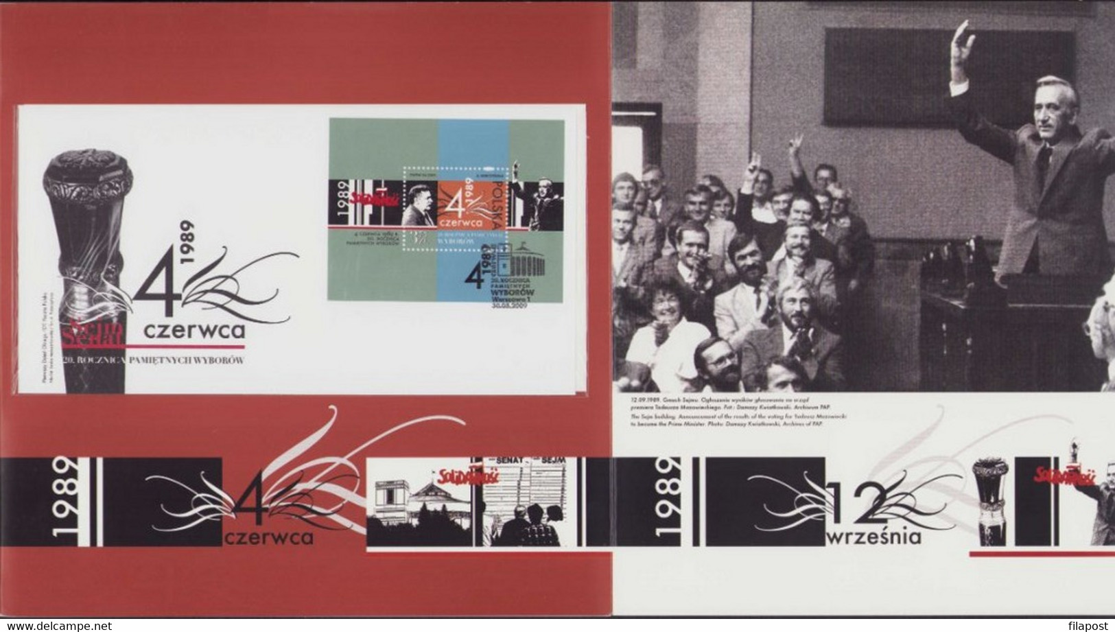 Poland 2009 Souvenir Booklet / Memorable Elections, Tadeusz Mazowicki, Presidential Palace Warsaw / FDC + Block MNH** - Booklets