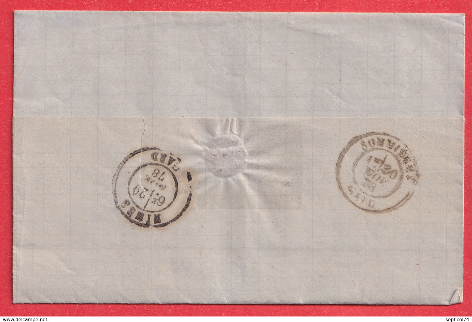 N°75 BANDE DE 3 AMBULANT MARSEILLE A LYON SOMMIERES GARD 1878 - Railway Post