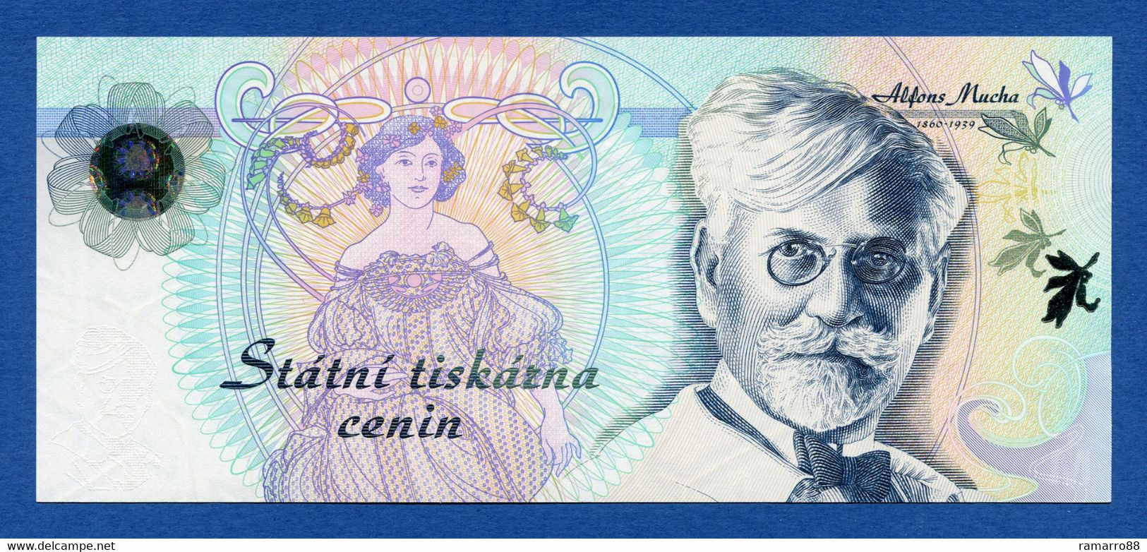 Czechoslovakia - STC Statni Tiskarna Cenin - Alfons Mucha Specimen Test Note Unc - Ficción & Especímenes