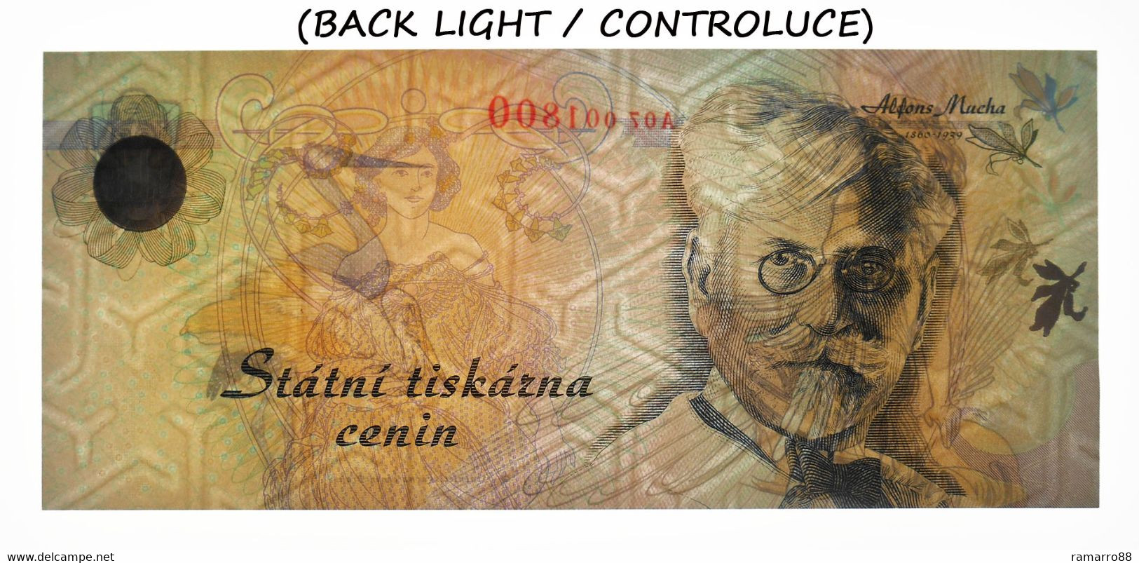 Czechoslovakia - STC Statni Tiskarna Cenin - Alfons Mucha Specimen Test Note Unc