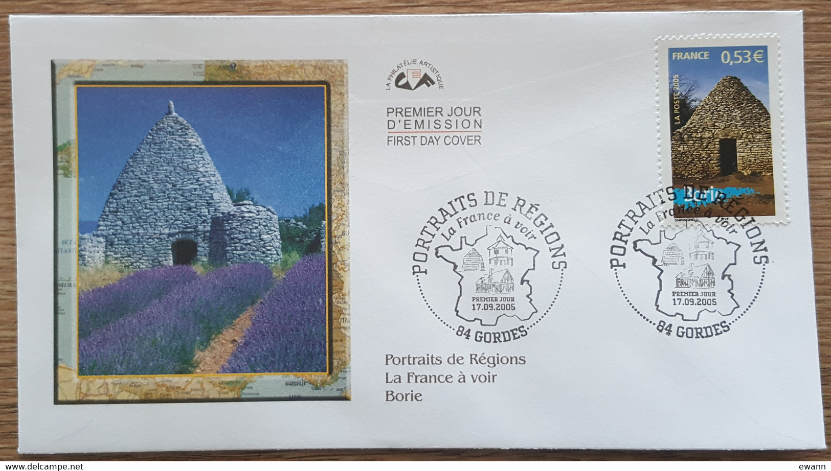 FDC 2005 - YT N°3823 - PORTRAITS DE REGIONS / LA FRANCE A VOIR / BORIE - GORDES - 2000-2009