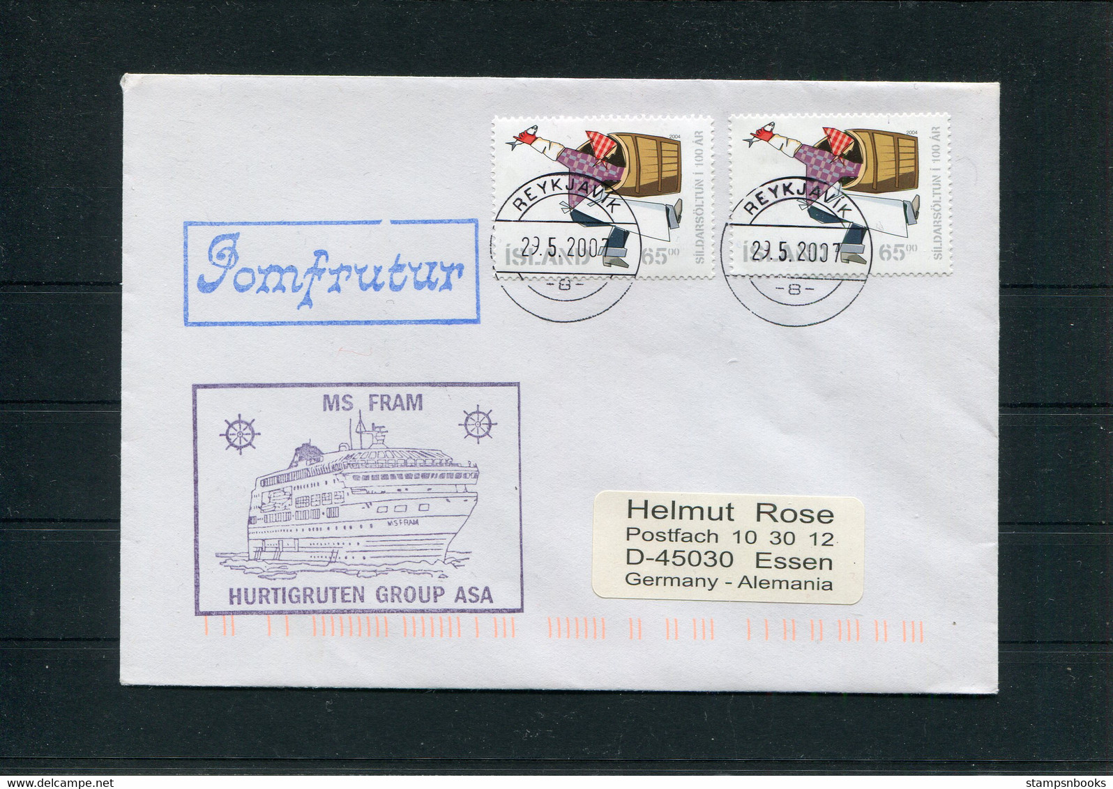 2007 Iceland Reykjavik MS FRAM Ship Cover - Covers & Documents