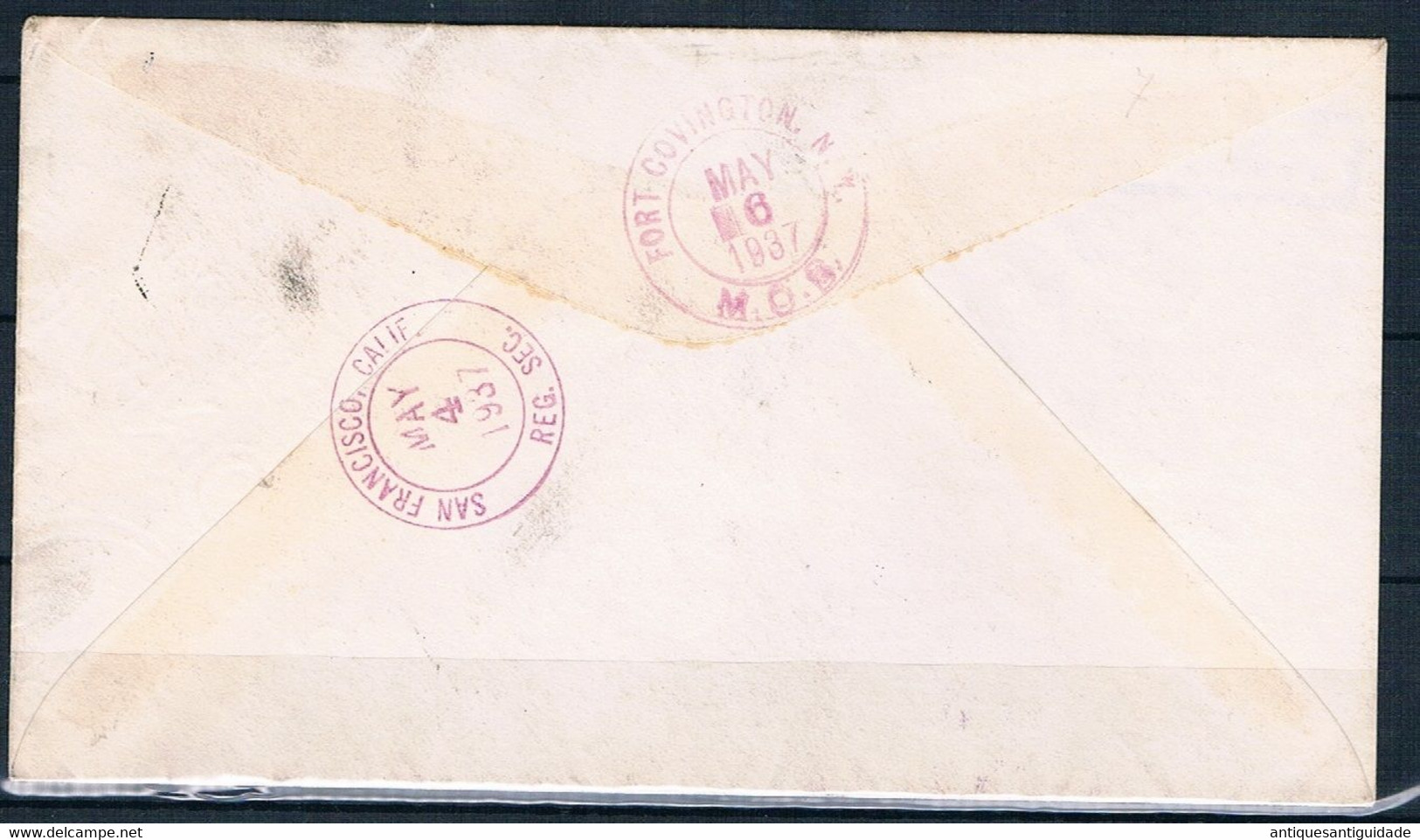 1937 FDC  Macao Central - First Flight Trans-Pacific Mail –  Macao To San Francisco - Franklin Vermont - Luftpost