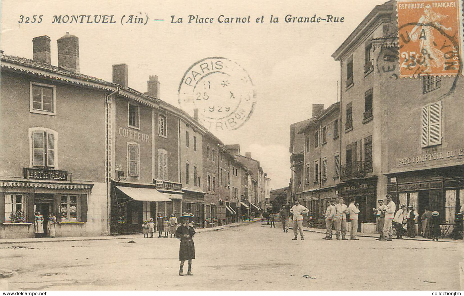 / CPA FRANCE 01 "Montluel, La Place Carnot Et La Grande Rue" - Montluel