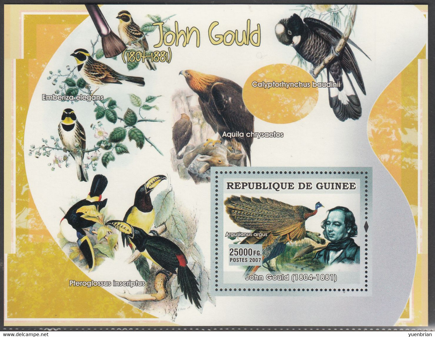 Guinea 2007, Bird, Birds, Peacock, S/S, MNH** - Paons