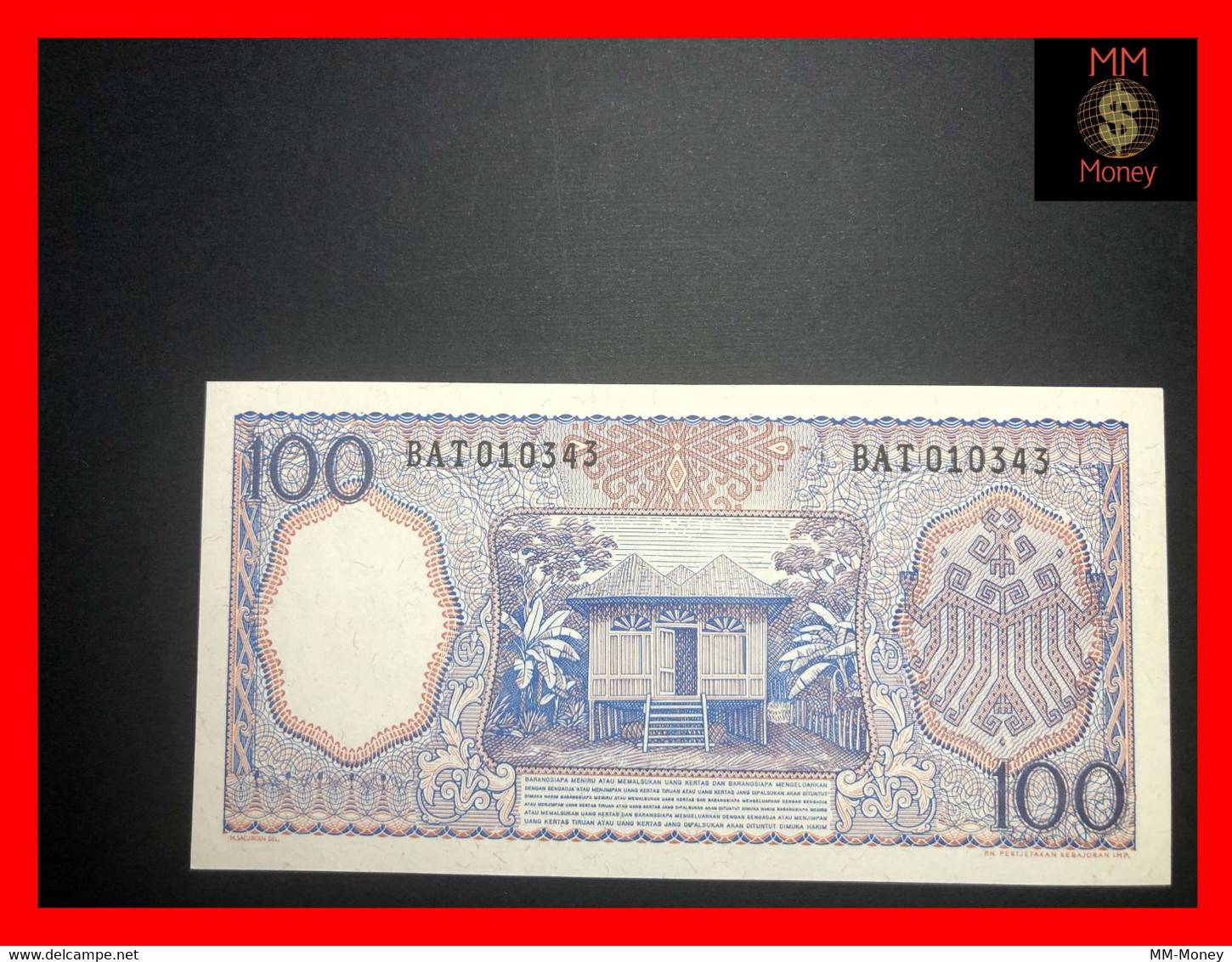 INDONESIA 100  Rupiah  1964  P.  98  UNC - Indonésie