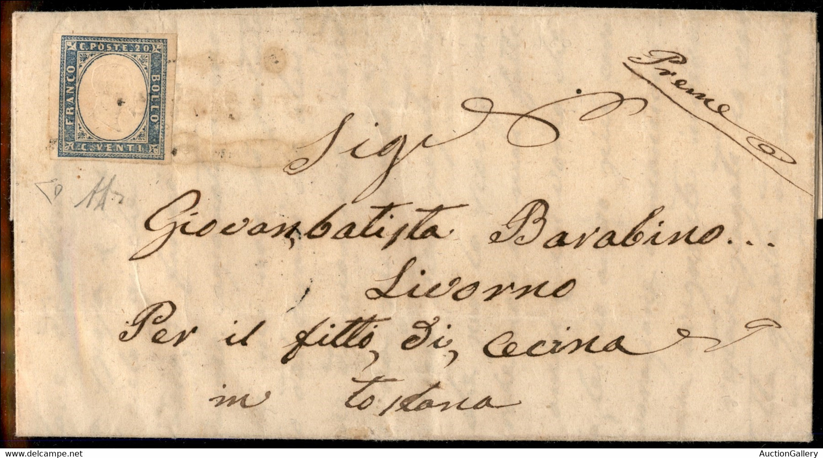 ANTICHI STATI ITALIANI - Modena - Pievepelago (oleoso - P.ti 9) - 20 Cent (15D - Sardegna) Su Lettera Per Cecina Del 26. - Other & Unclassified