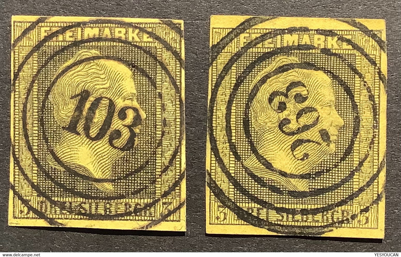 Preussen Mi.4 A + B KABINETT-QUALITÄT: 1850 3 Sgr Die Beiden Farben (263 Cörlin, 103 Berlin - Used